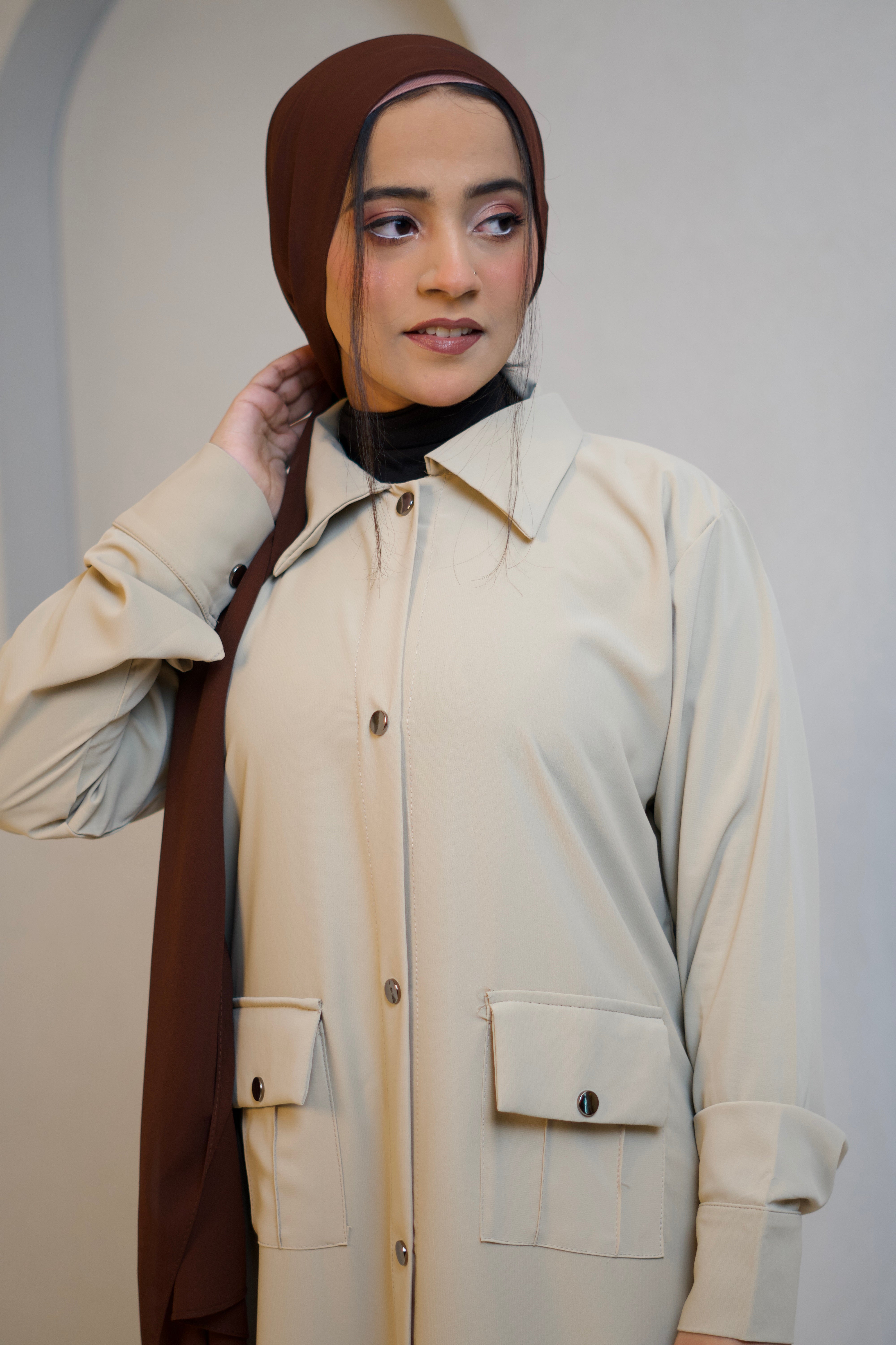 Modest Shirt Dress - Crème Beige