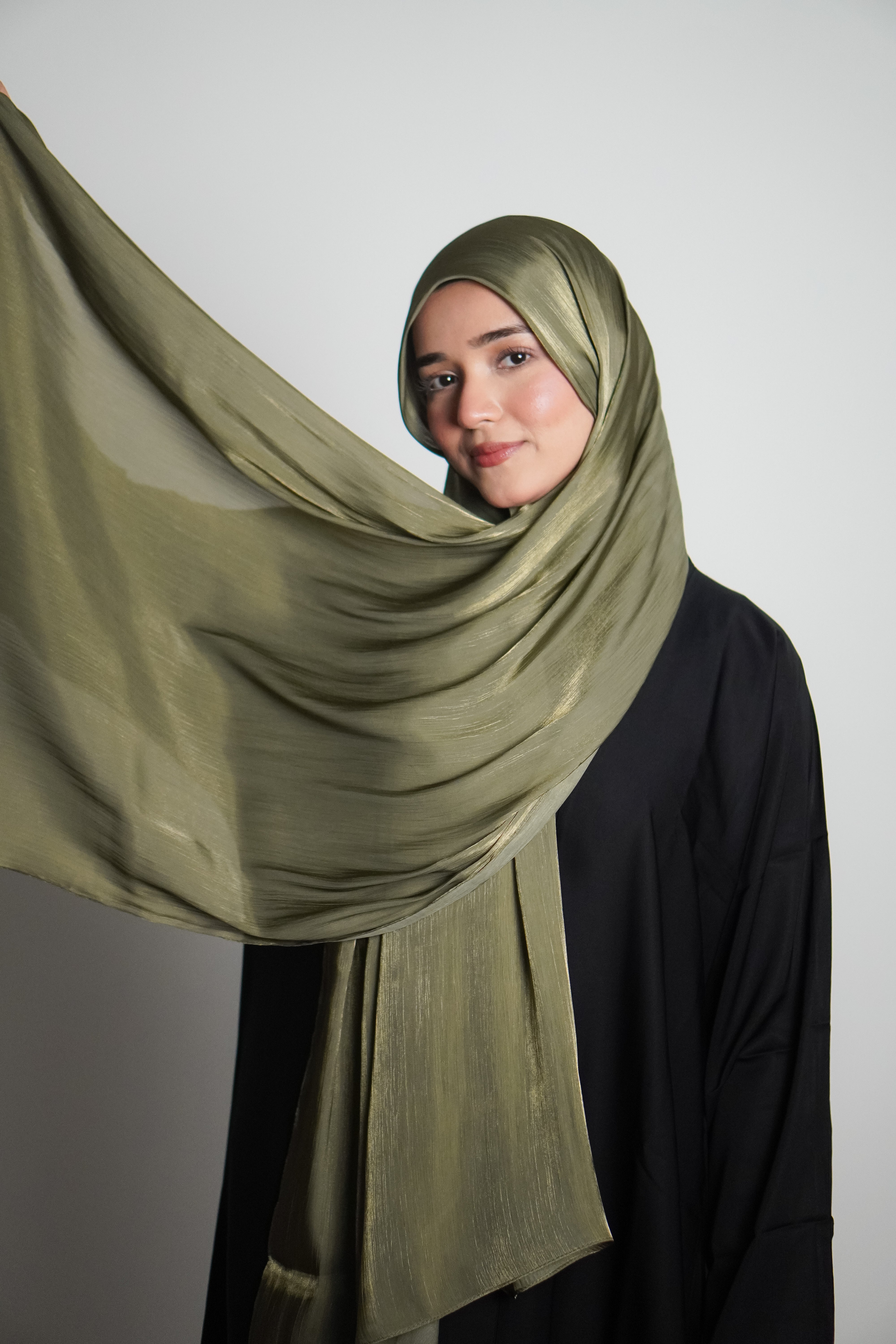 Premium Organza Hijab - Olive Green