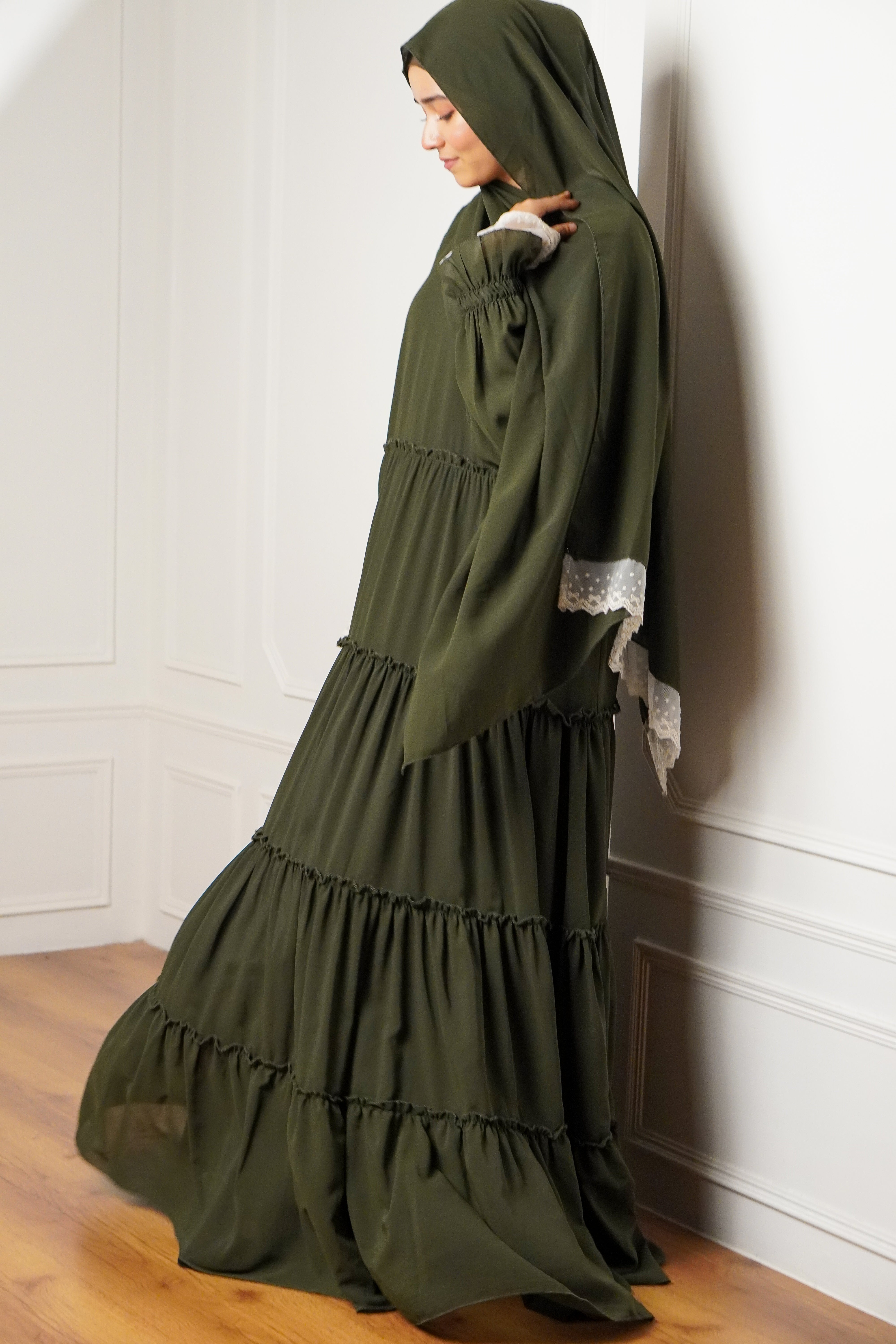 Feriha 2.0 Ruffled Dress - OLIVE GREEN