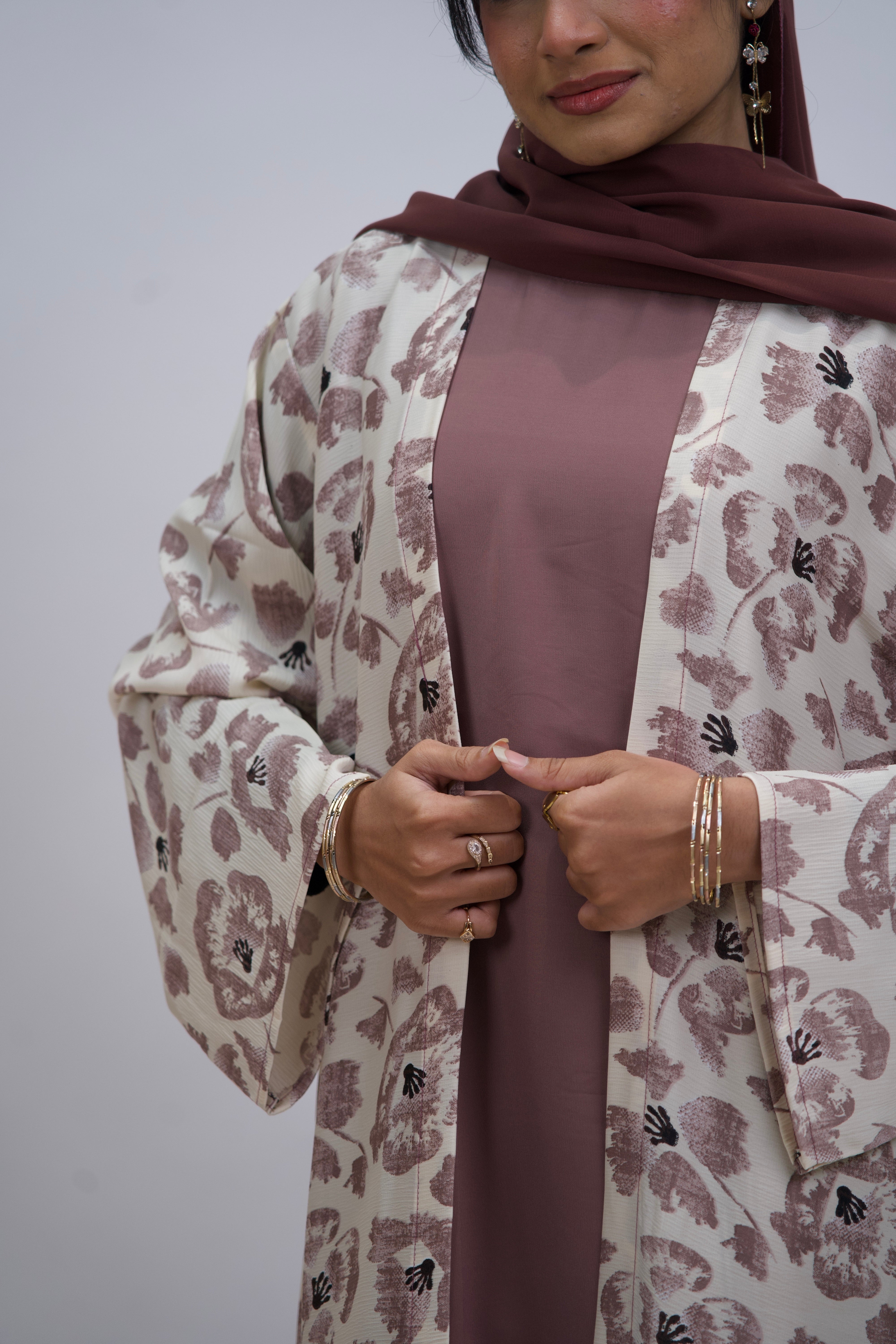 FLORAL PRINTED ABAYAH - ROSE