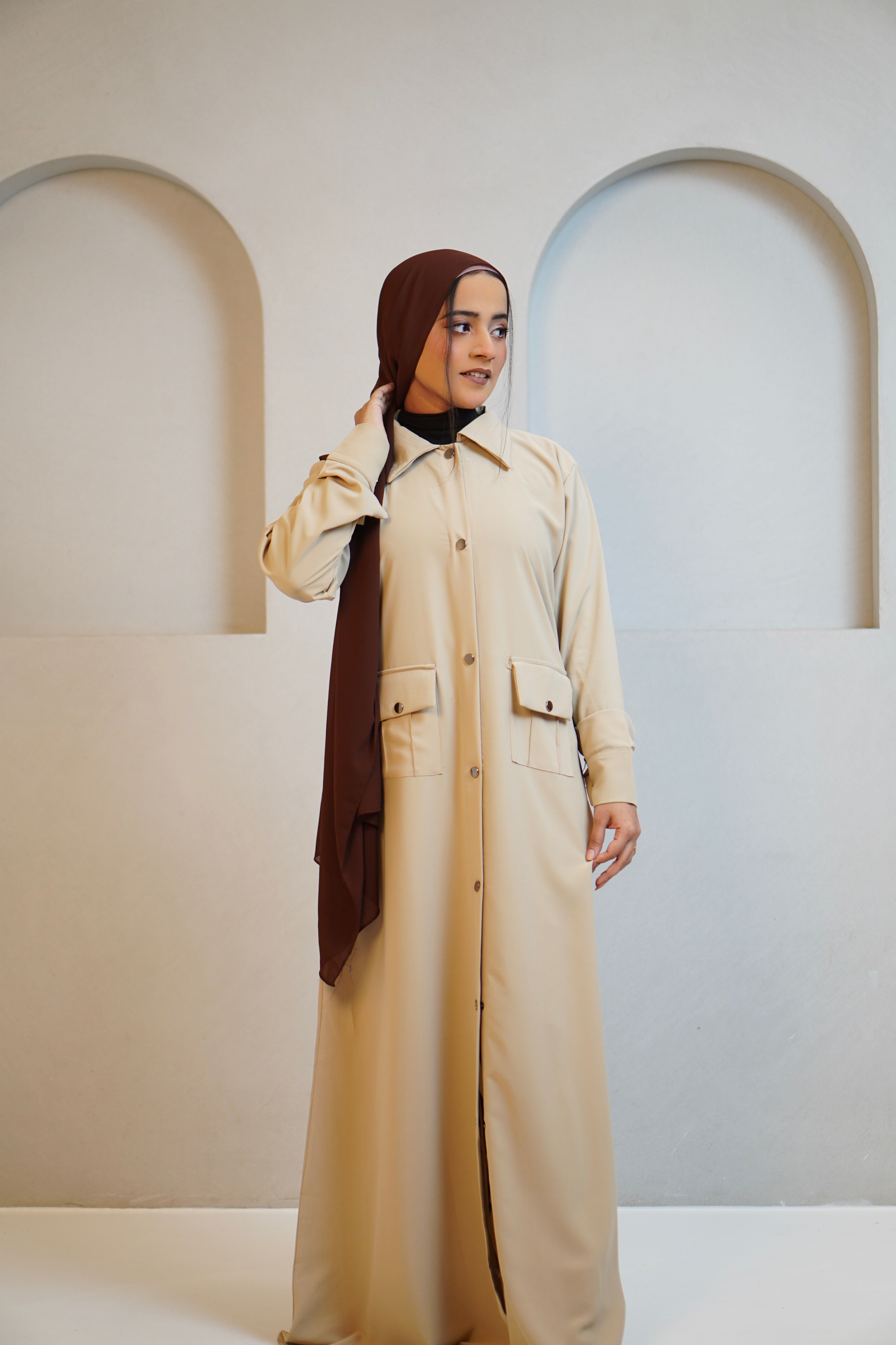 Modest Shirt Dress - Crème Beige