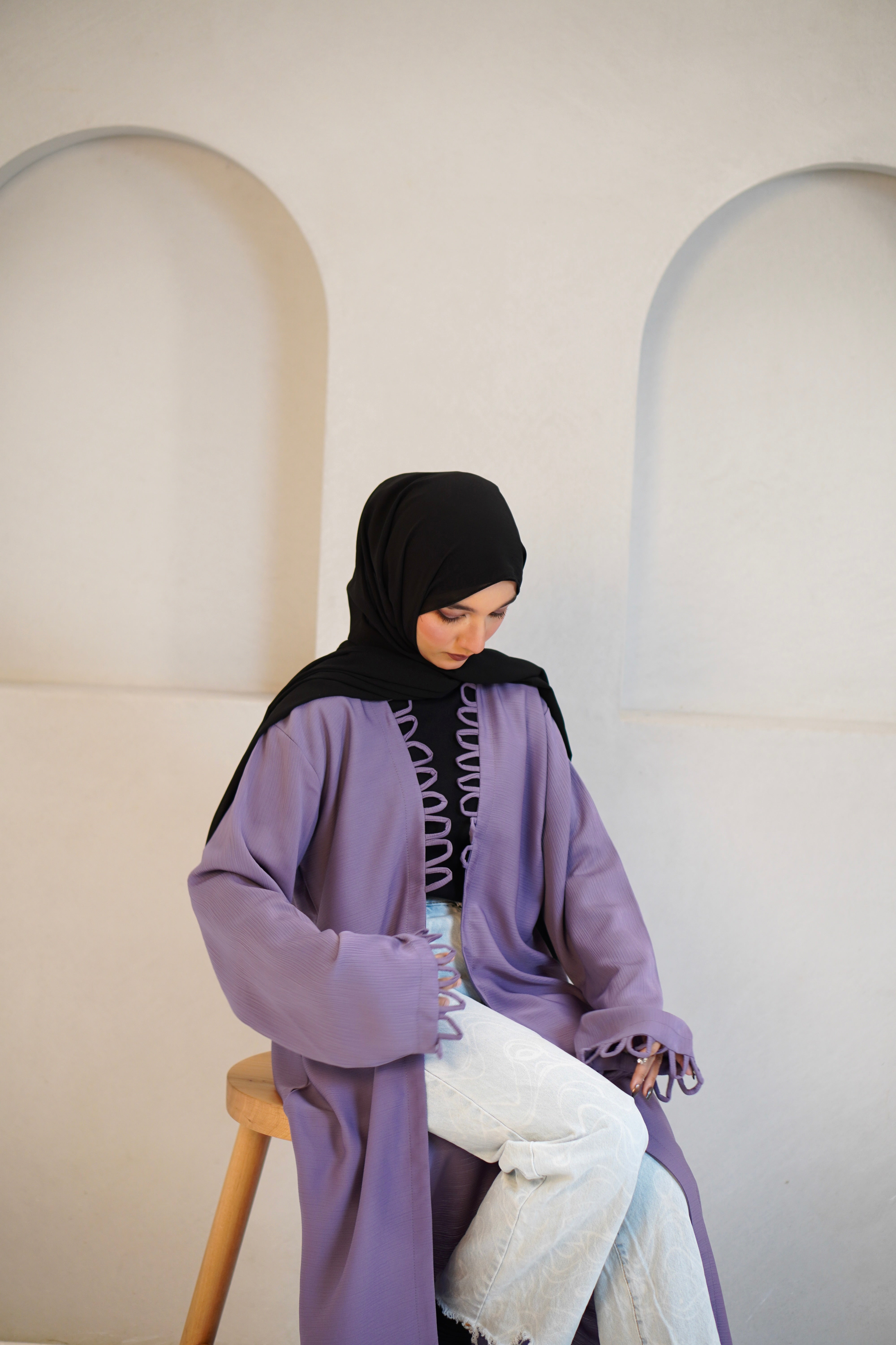 Tie Knot Shrug Abayah - Lavender