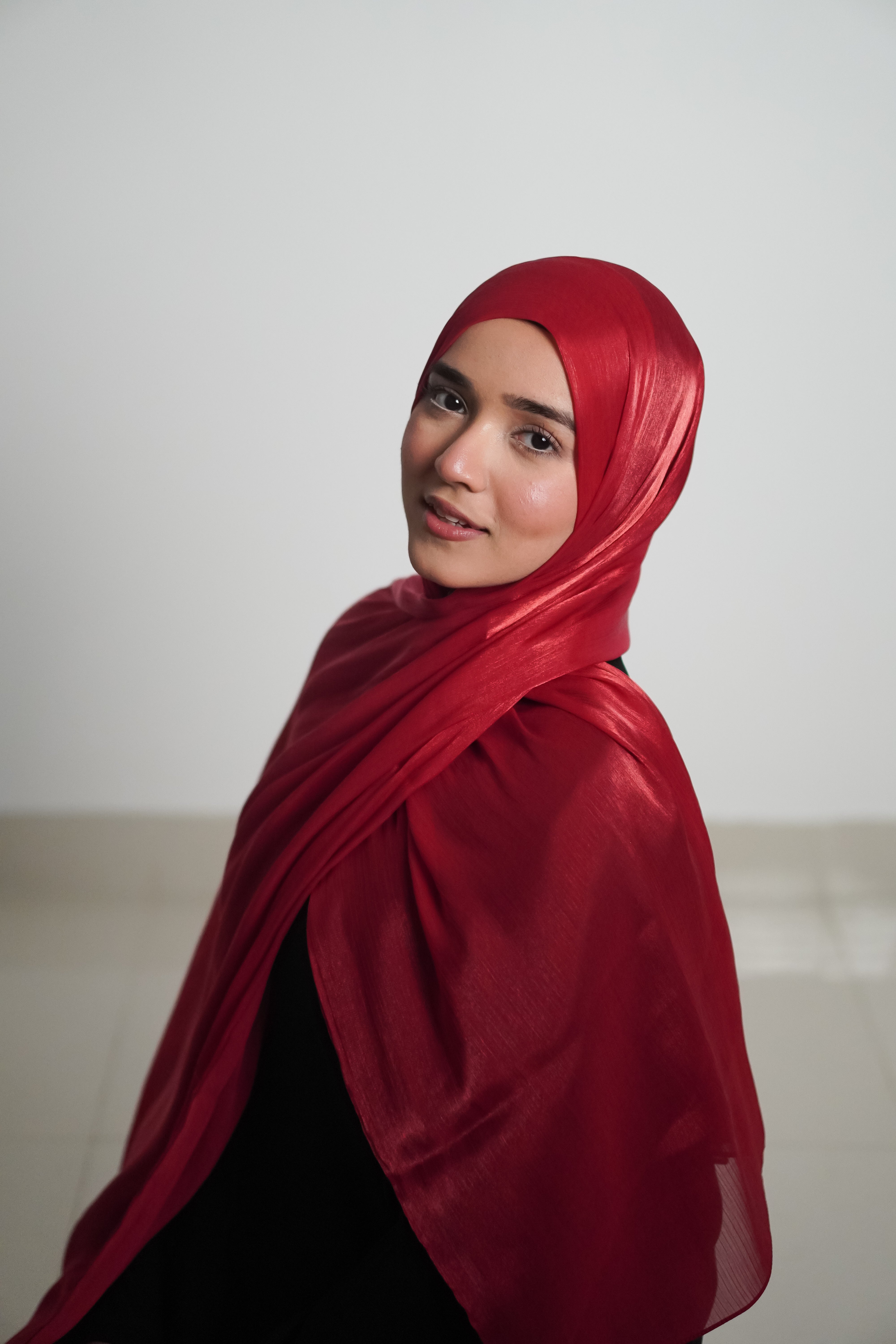 Premium Organza Hijab - Cherry Red
