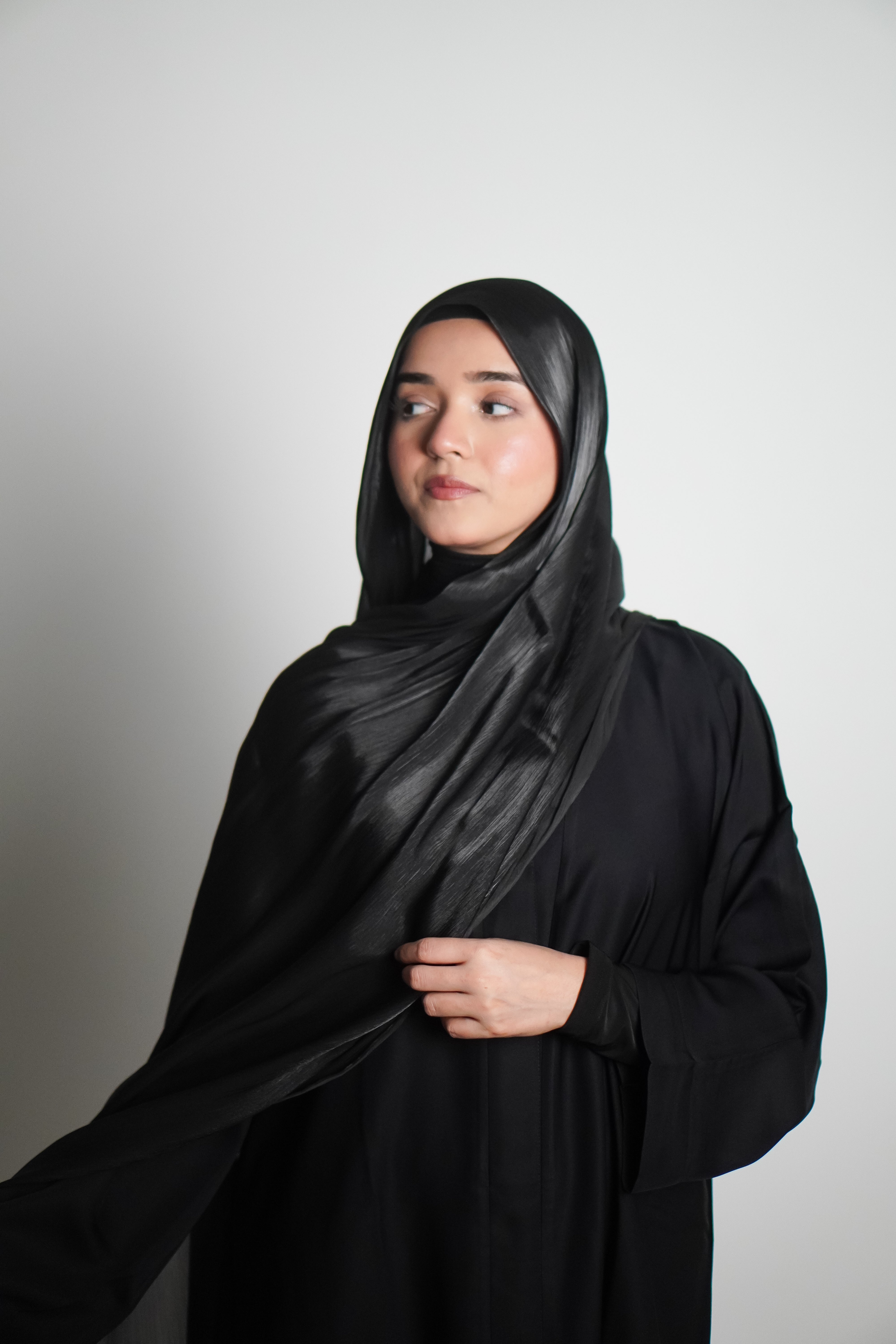 Premium Organza Hijab - Midnight Black