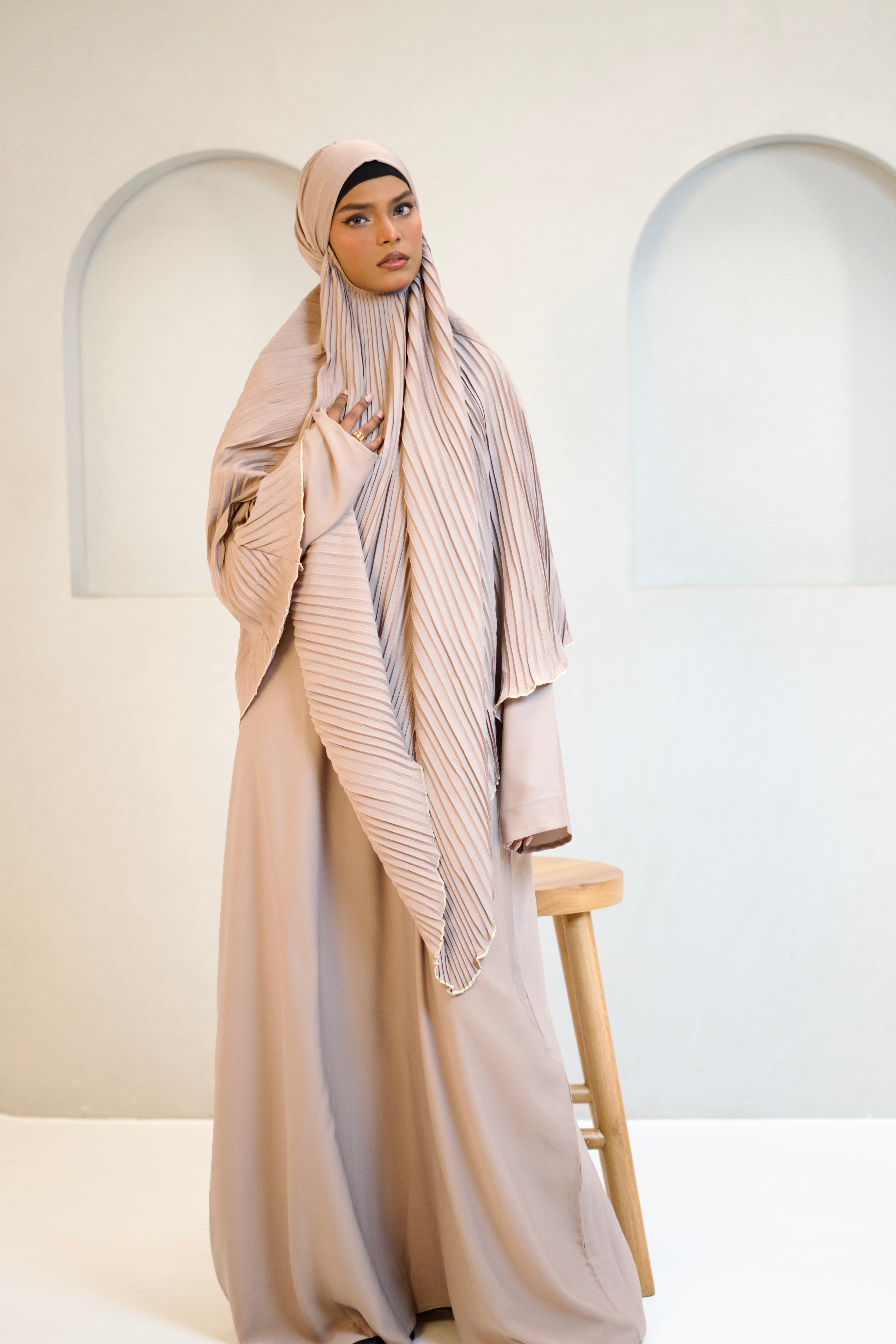 PLEATED KHIMAR SET