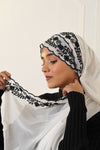 EMBROIDERED HIJAB - White