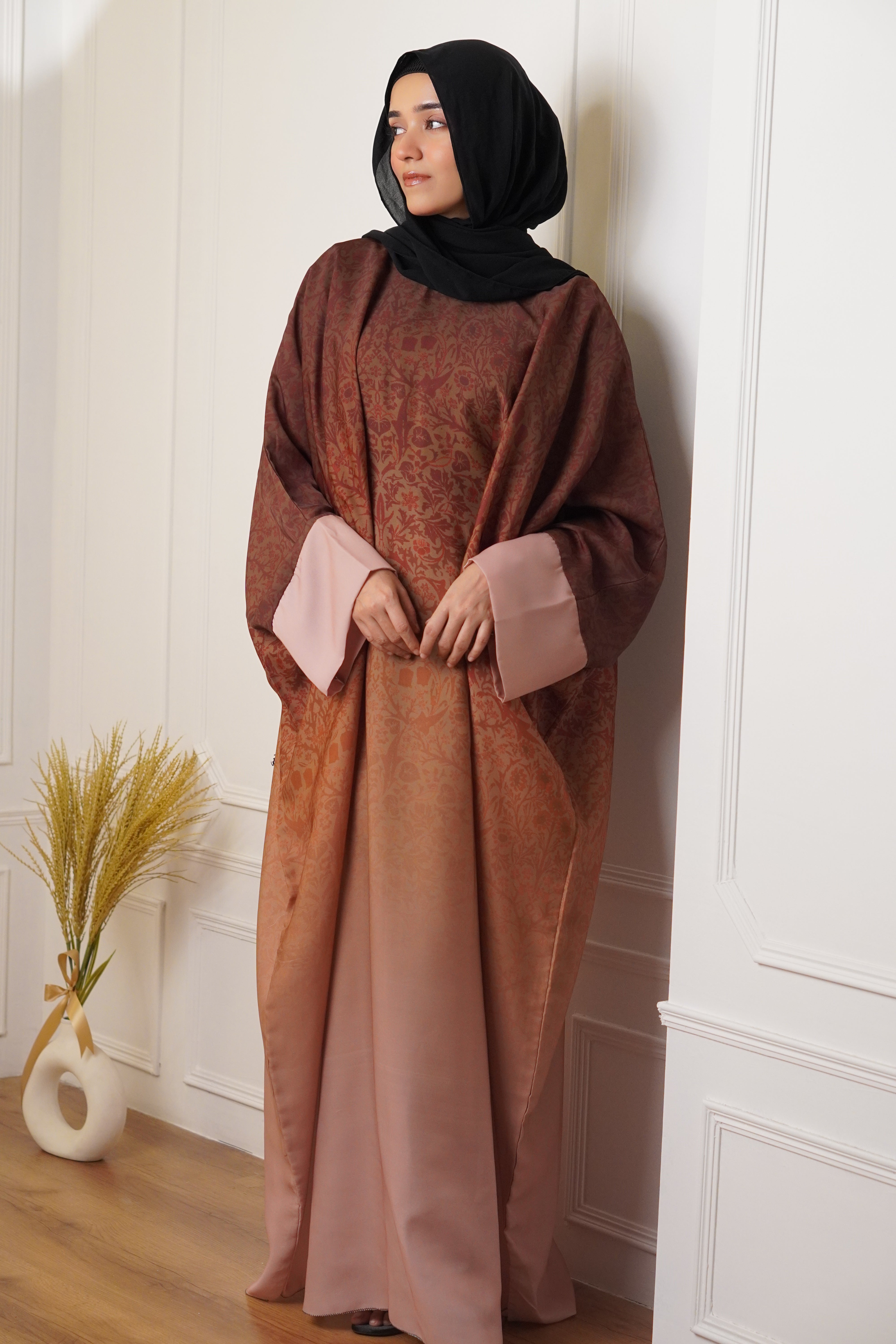 OMBRE PRINTED ABAYAH - BURNT ORANGE