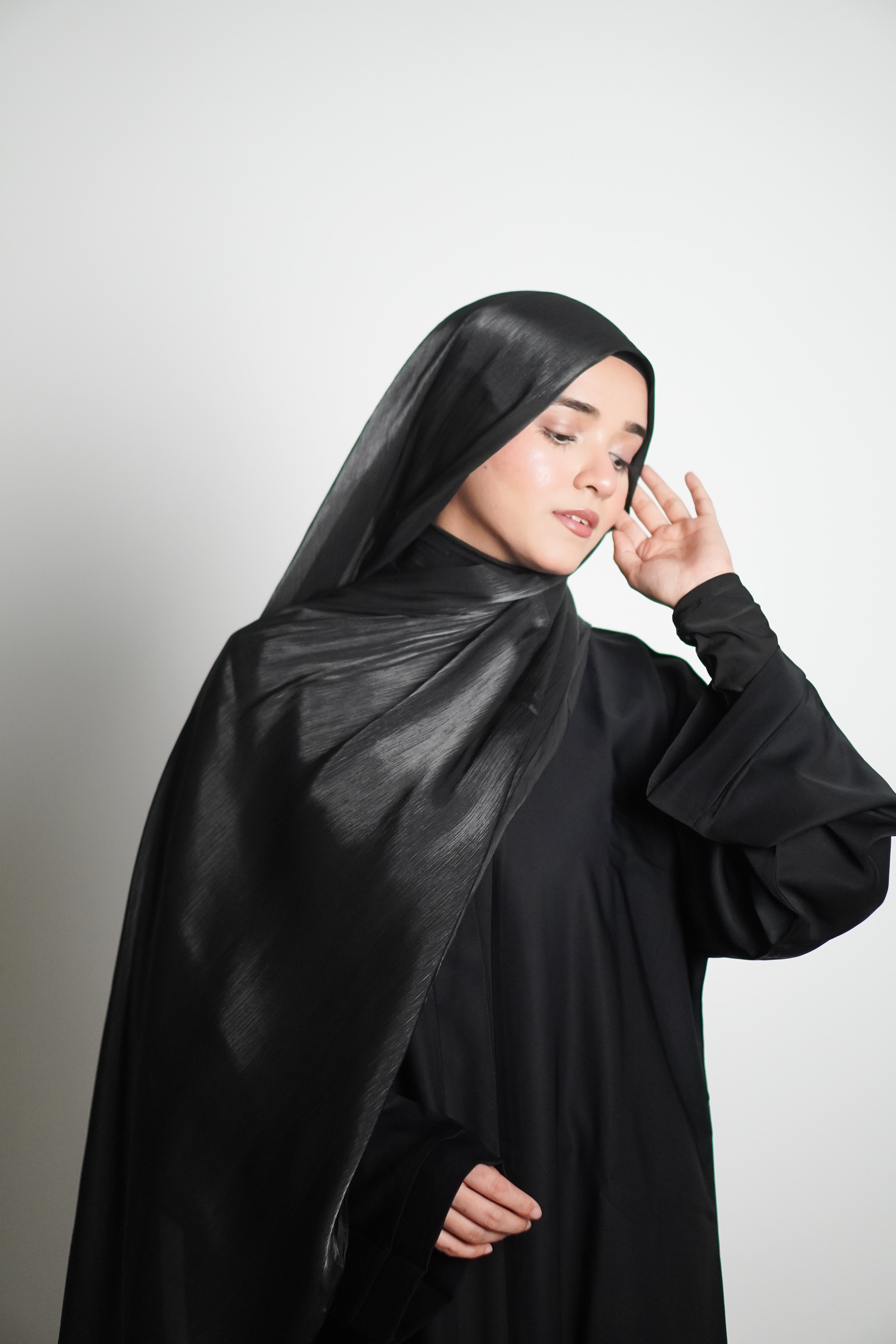 Premium Organza Hijab - Midnight Black