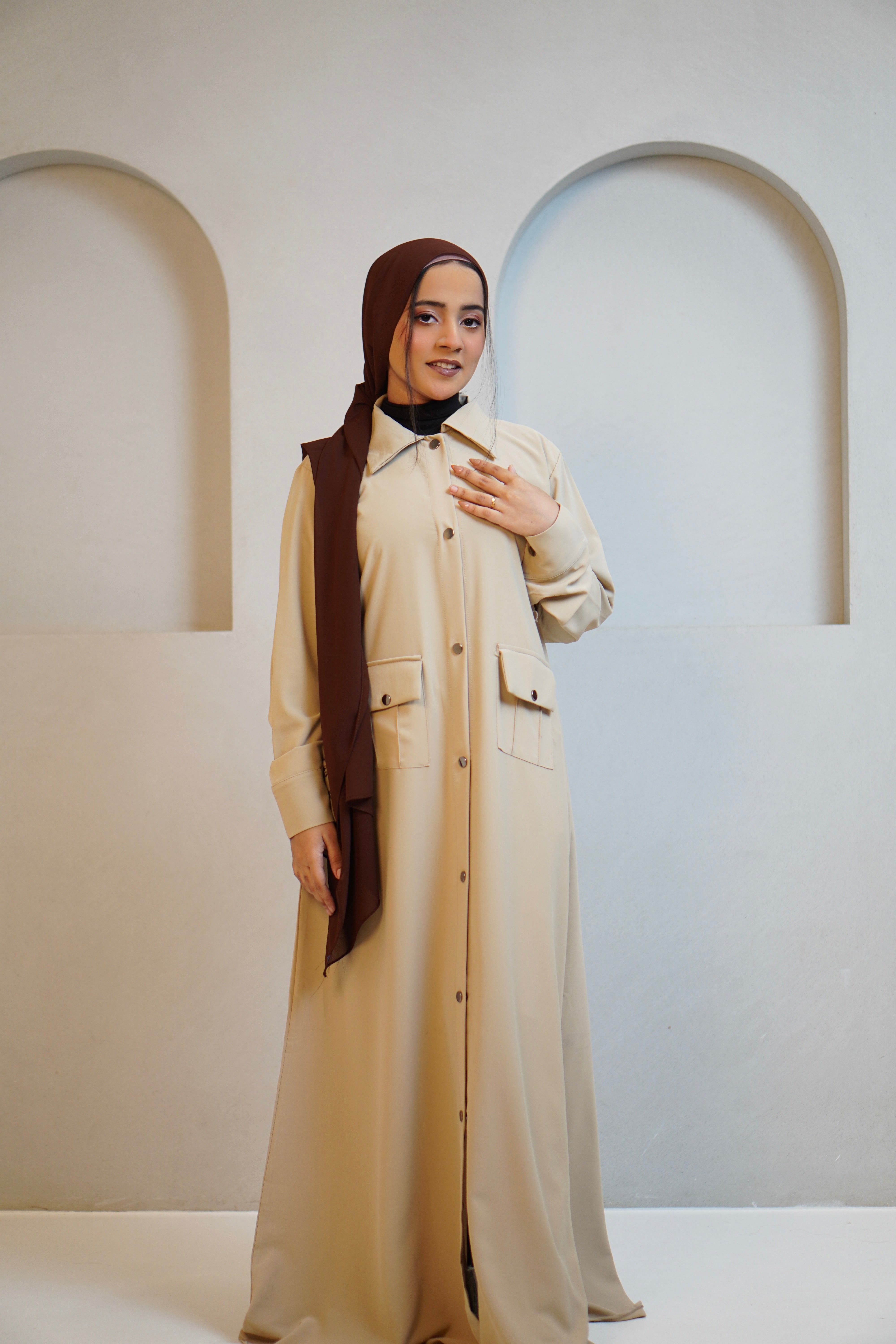 Modest Shirt Dress - Crème Beige