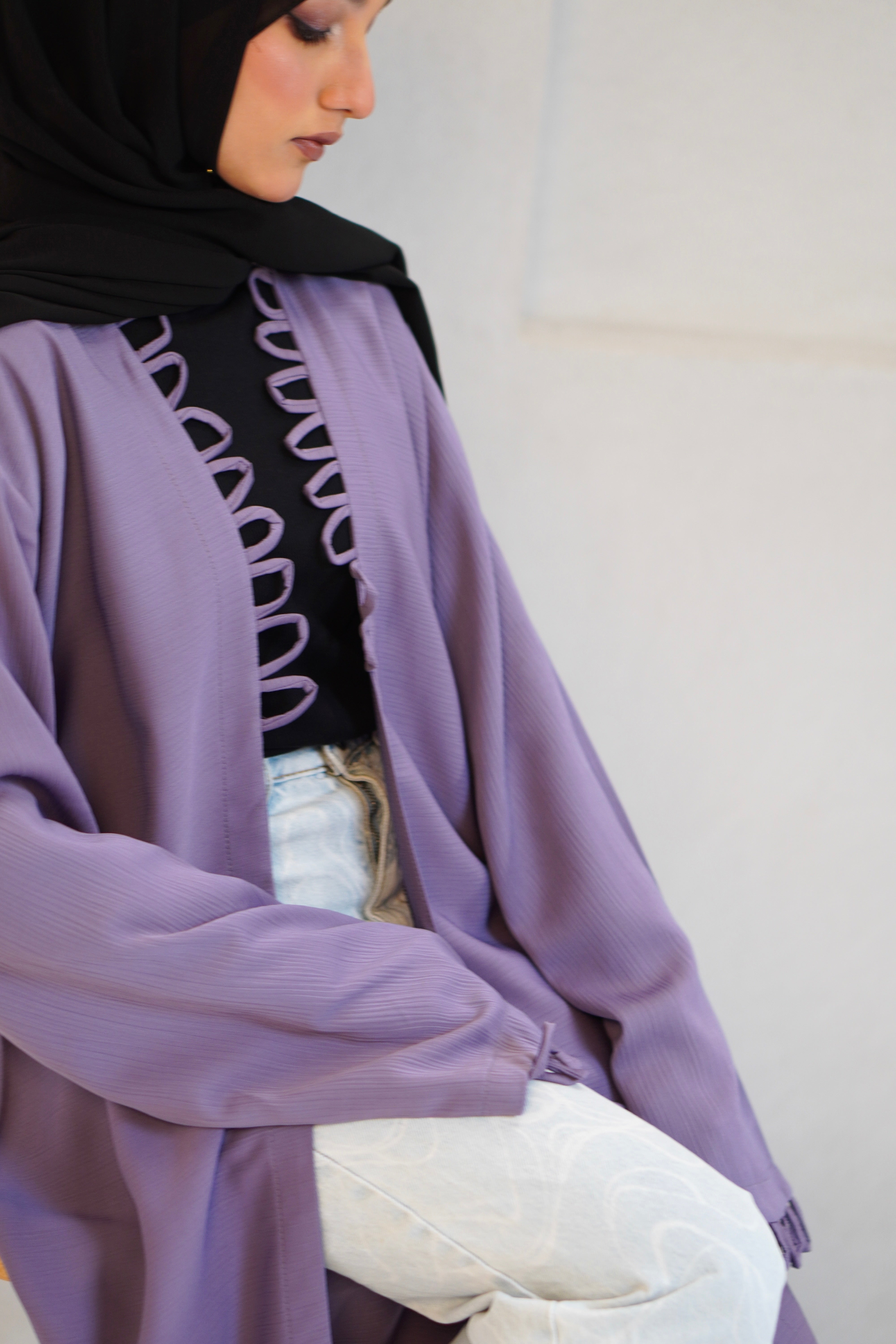 Tie Knot Shrug Abayah - Lavender