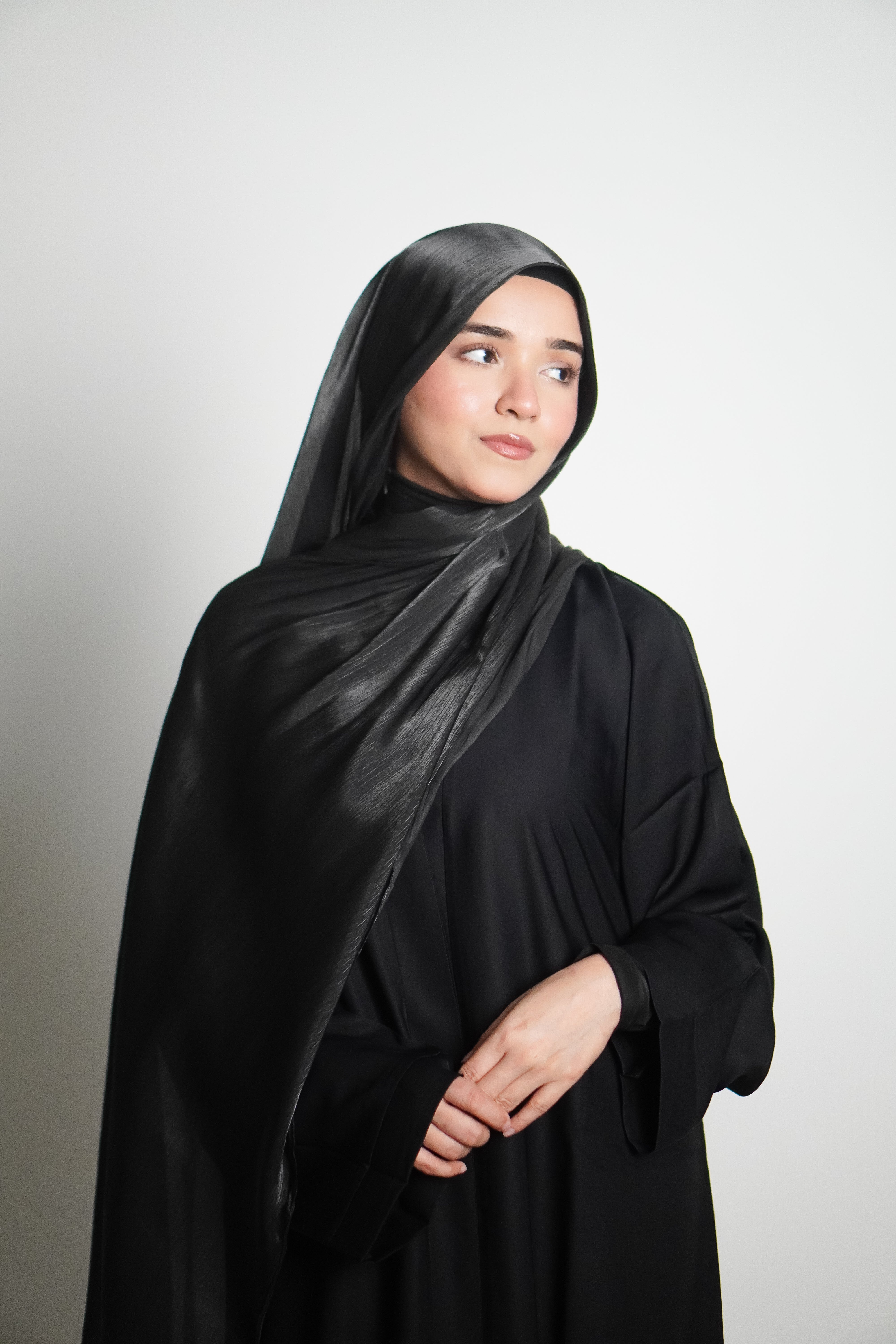 Premium Organza Hijab - Midnight Black