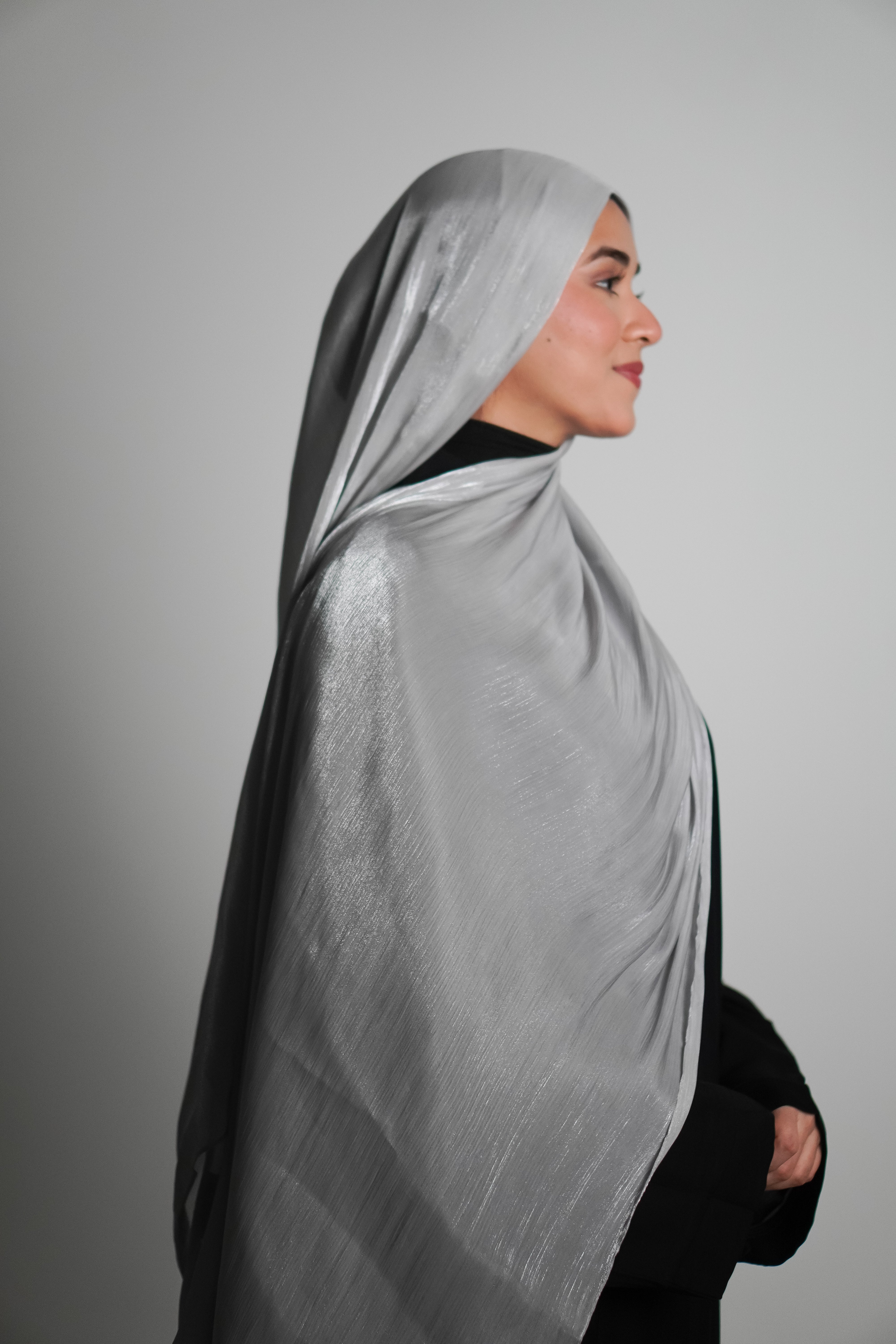 Premium Organza Hijab - Silver Grey