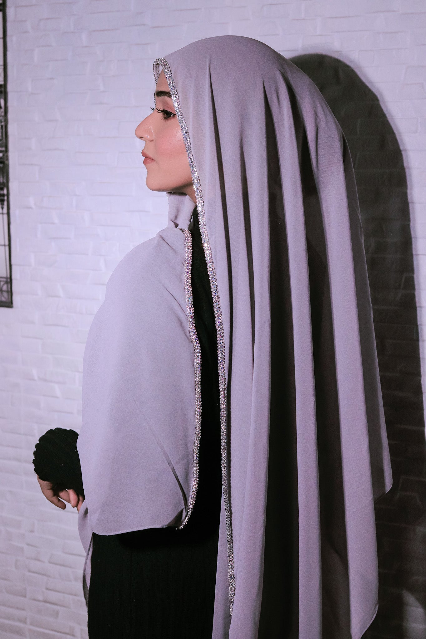 Crystal Hijab - Sterling Grey