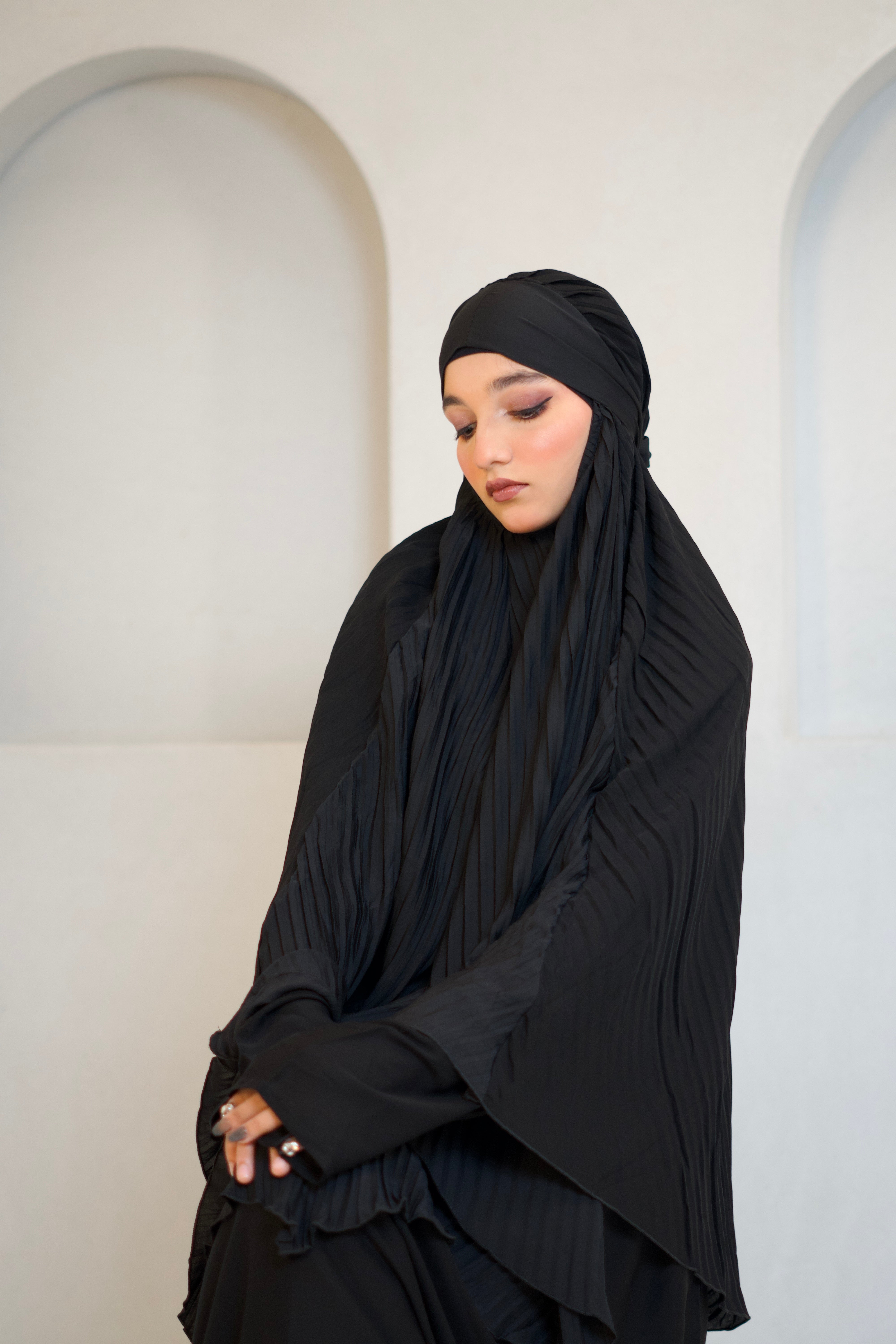 PLEATED KHIMAR SET