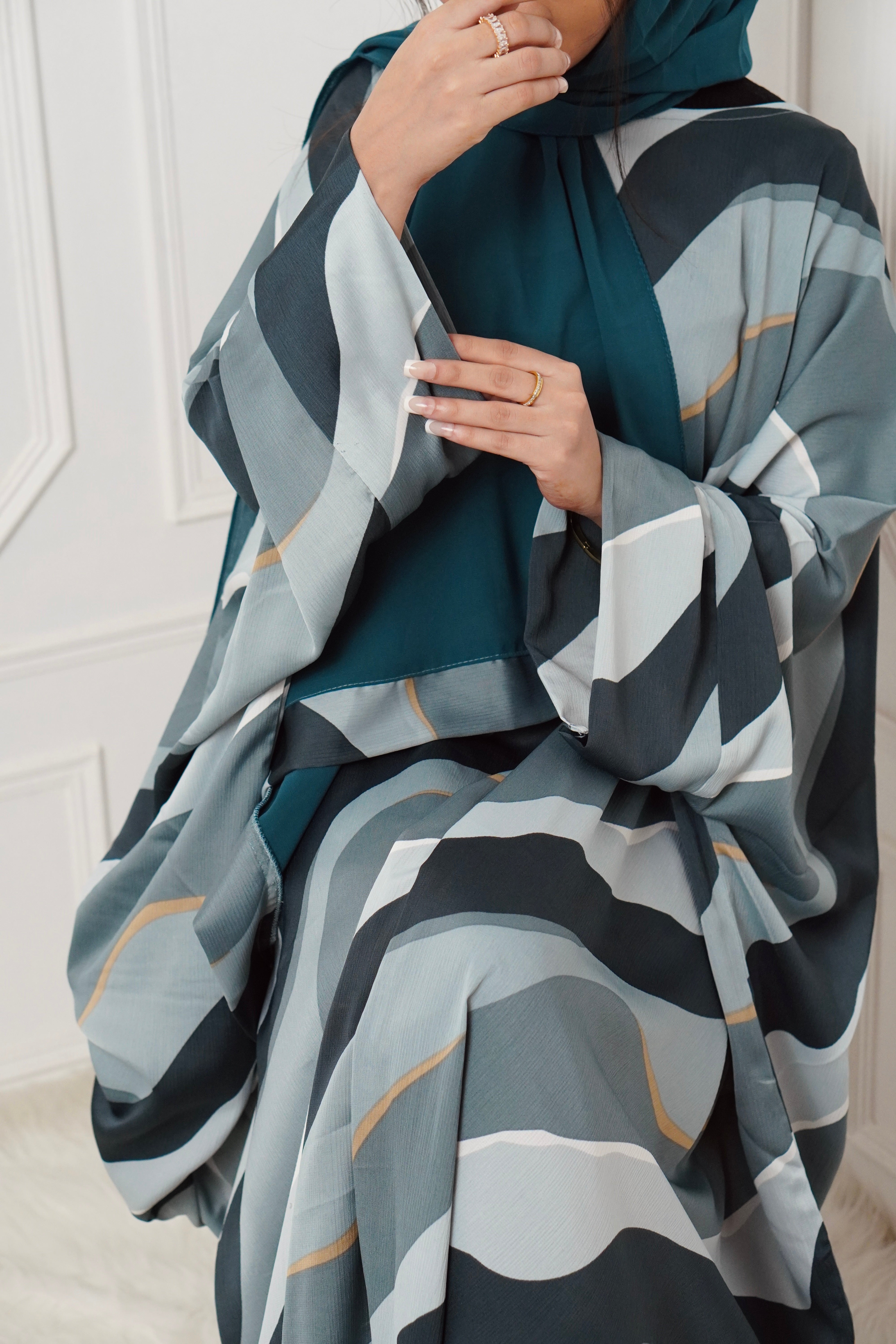 Y2K PRINTED ABAYAH - TURQUOISE