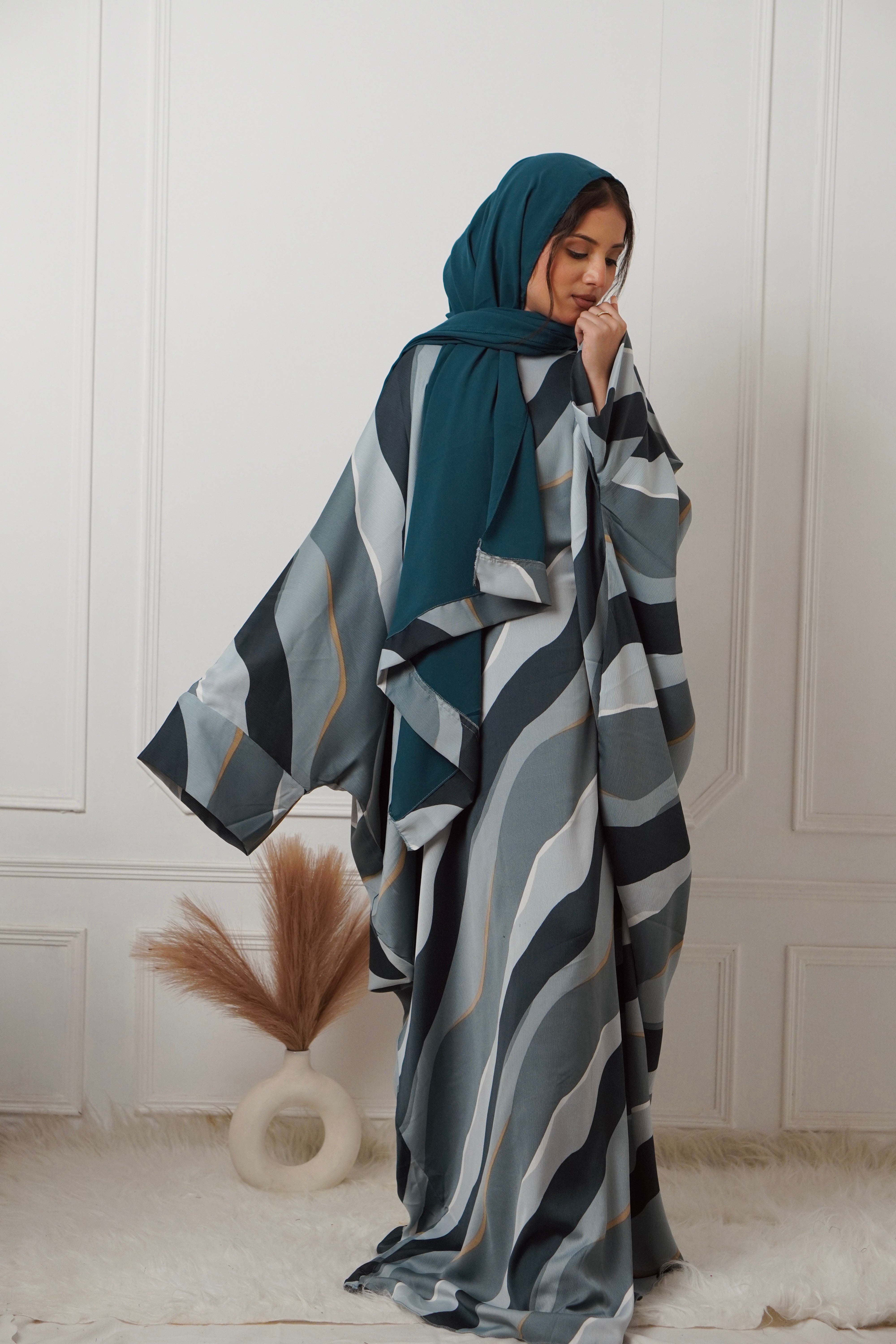 Y2K PRINTED ABAYAH - TURQUOISE
