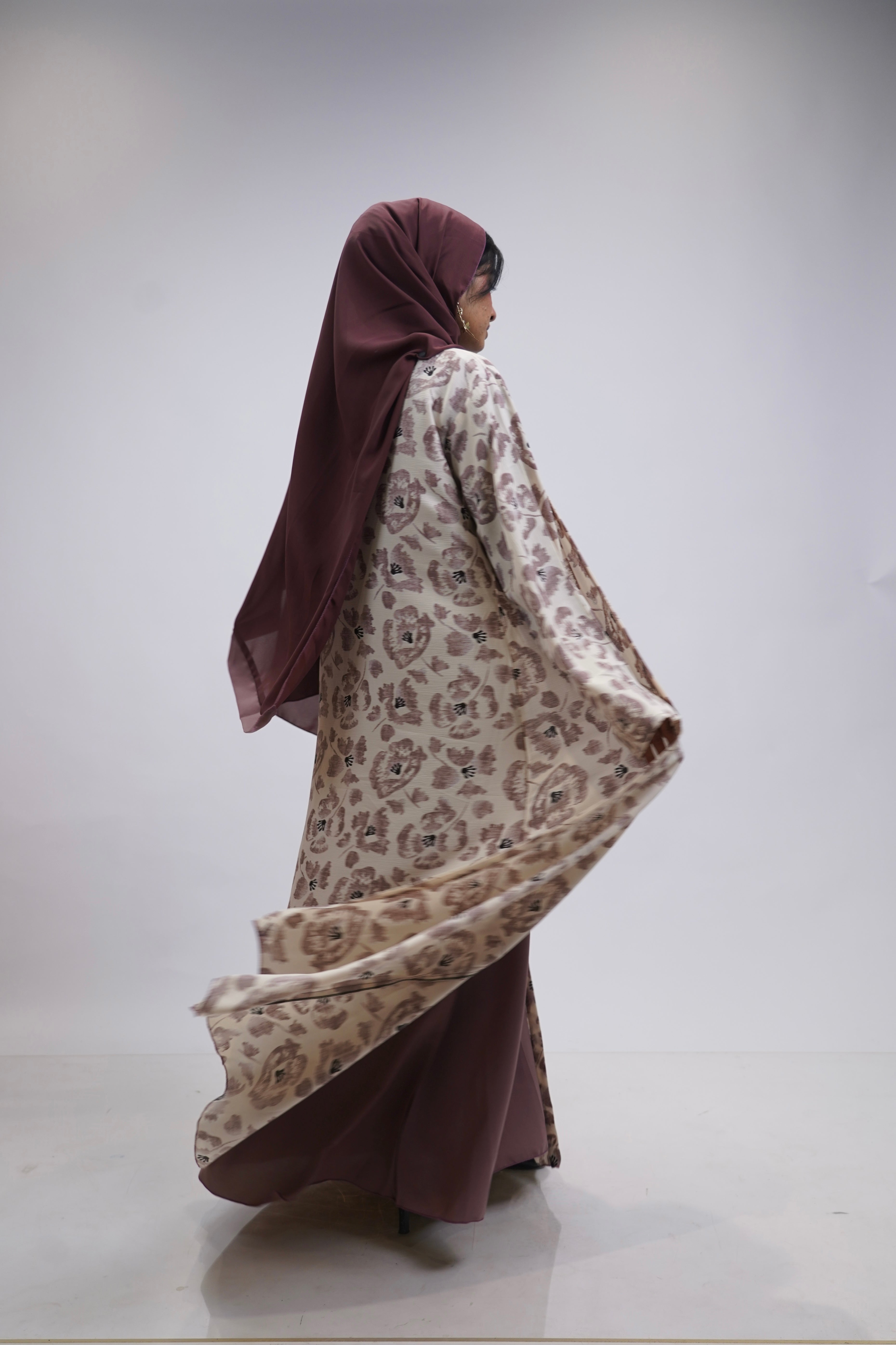 FLORAL PRINTED ABAYAH - ROSE