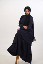 Feriha Ruffled Dress (Matte) - NAVY BLUE