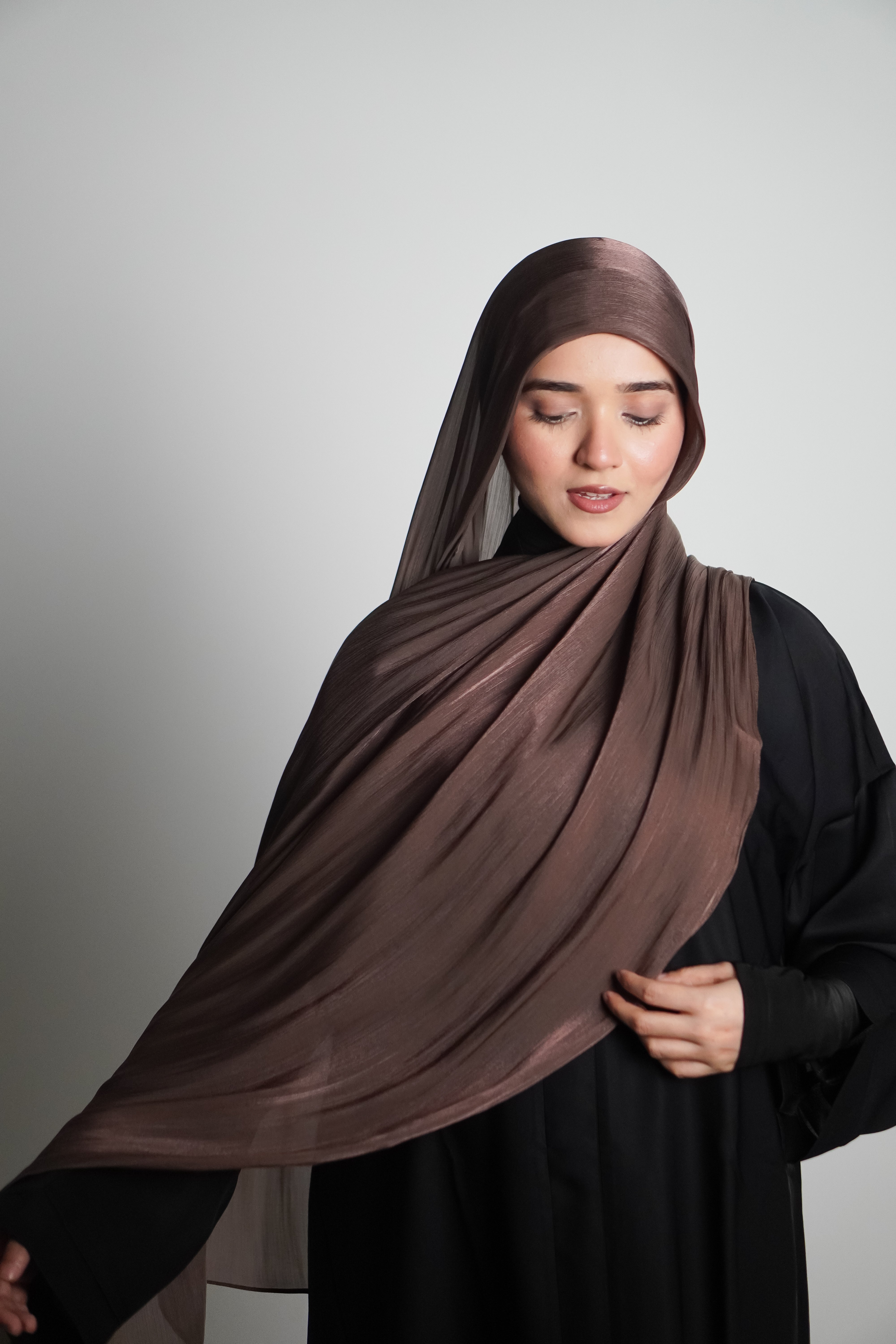 Premium Organza Hijab - Cocoa Brown