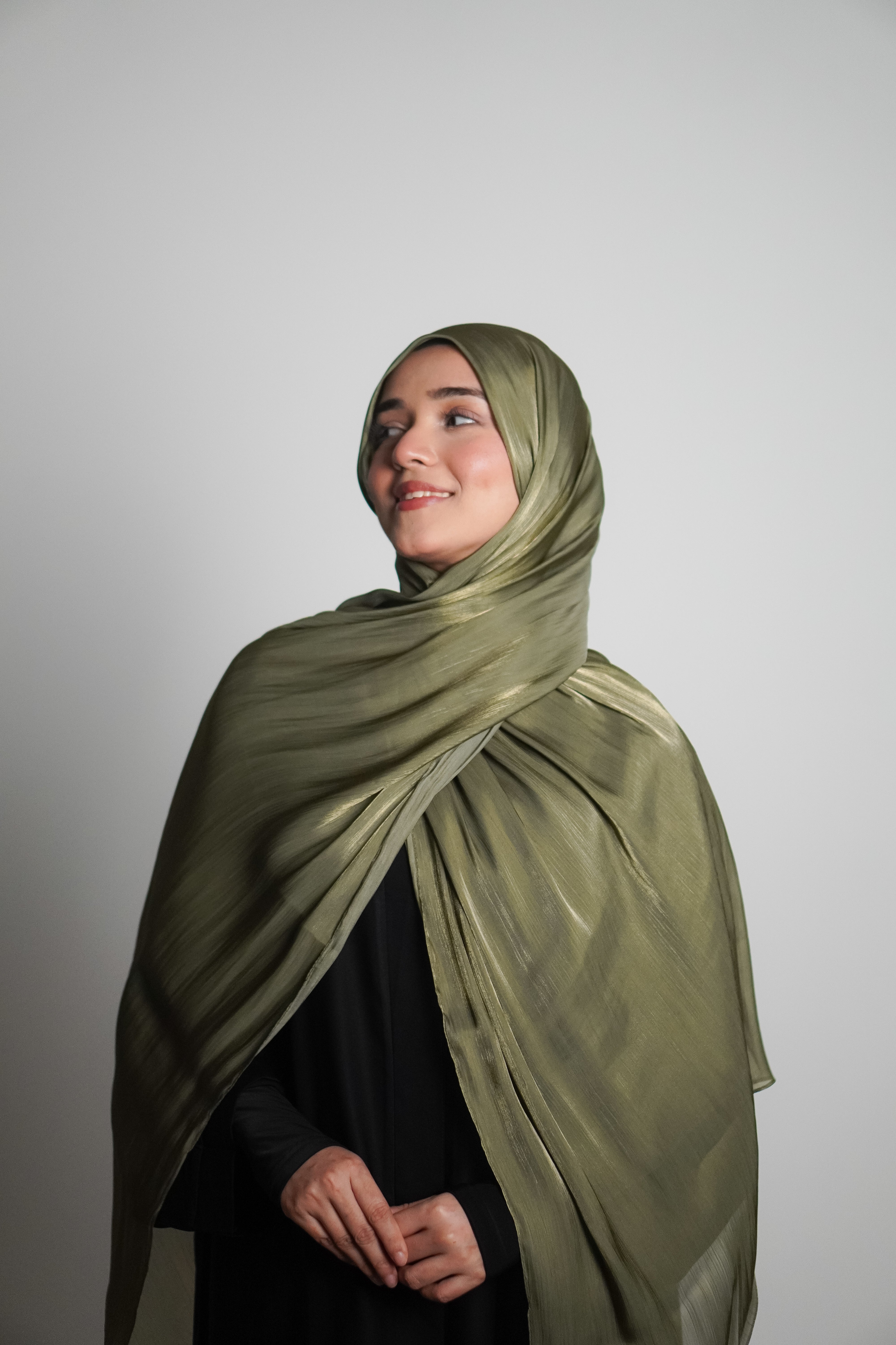 Premium Organza Hijab - Olive Green