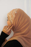 EMBROIDERED HIJAB - Peach