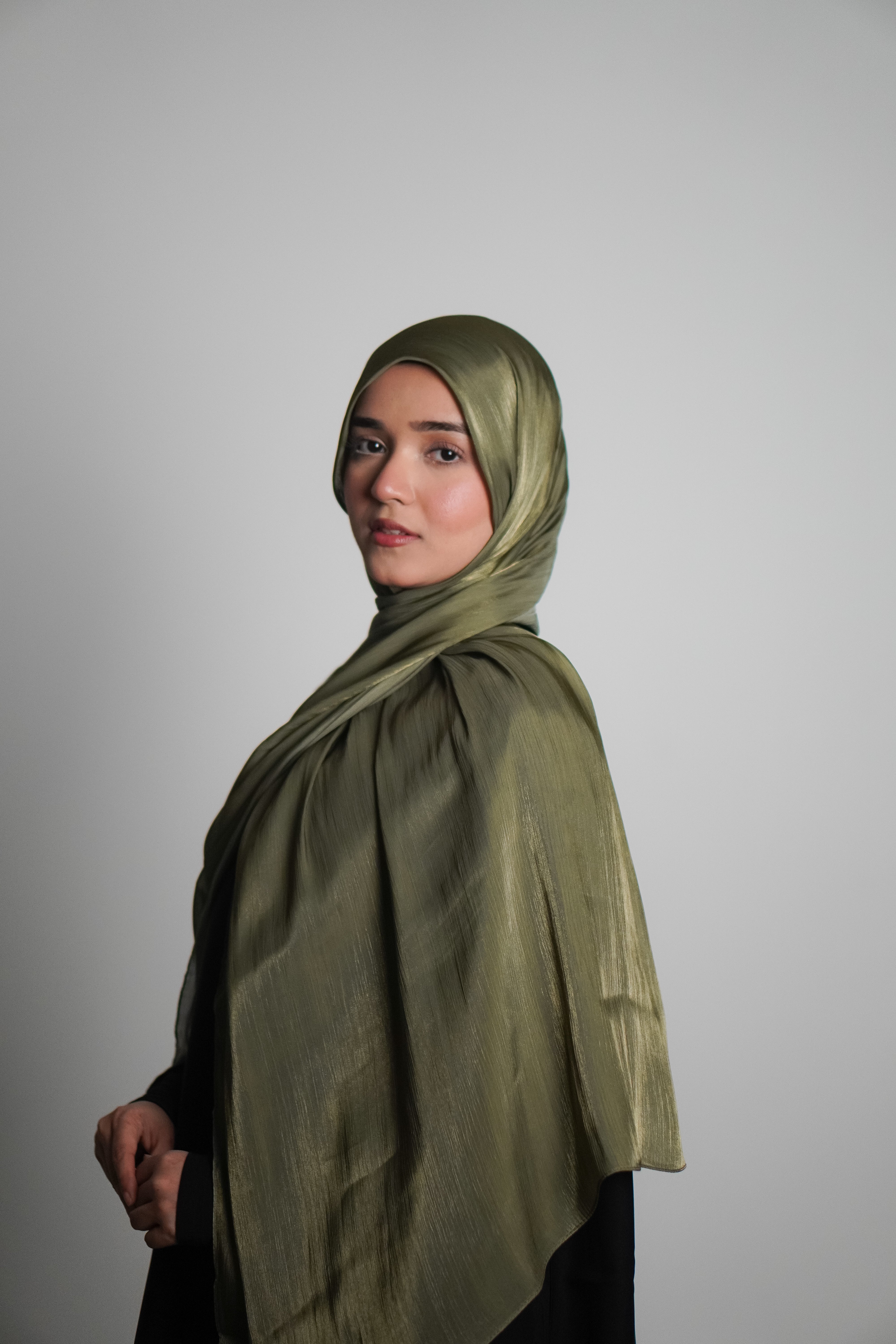 Premium Organza Hijab - Olive Green