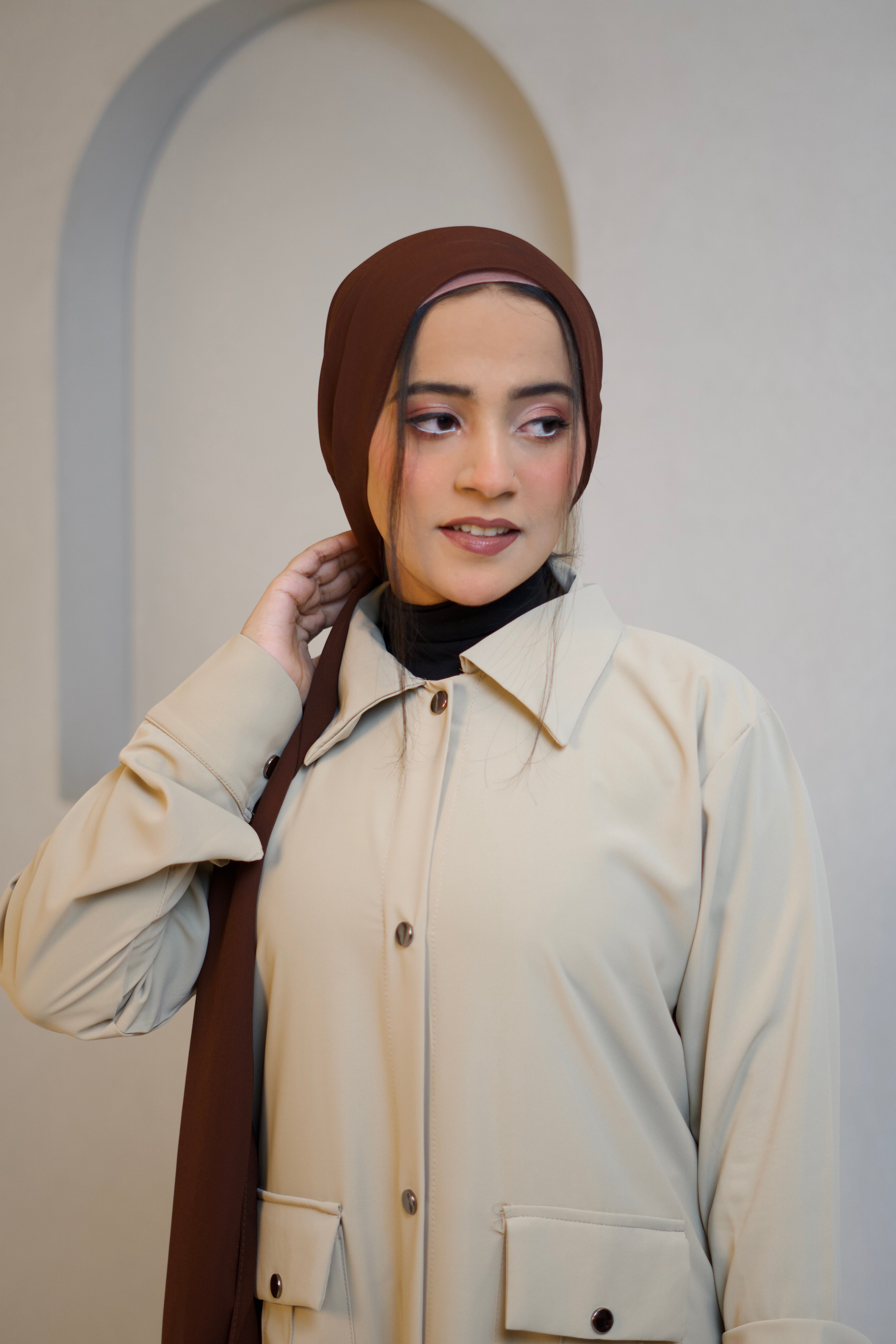 Modest Shirt Dress - Crème Beige