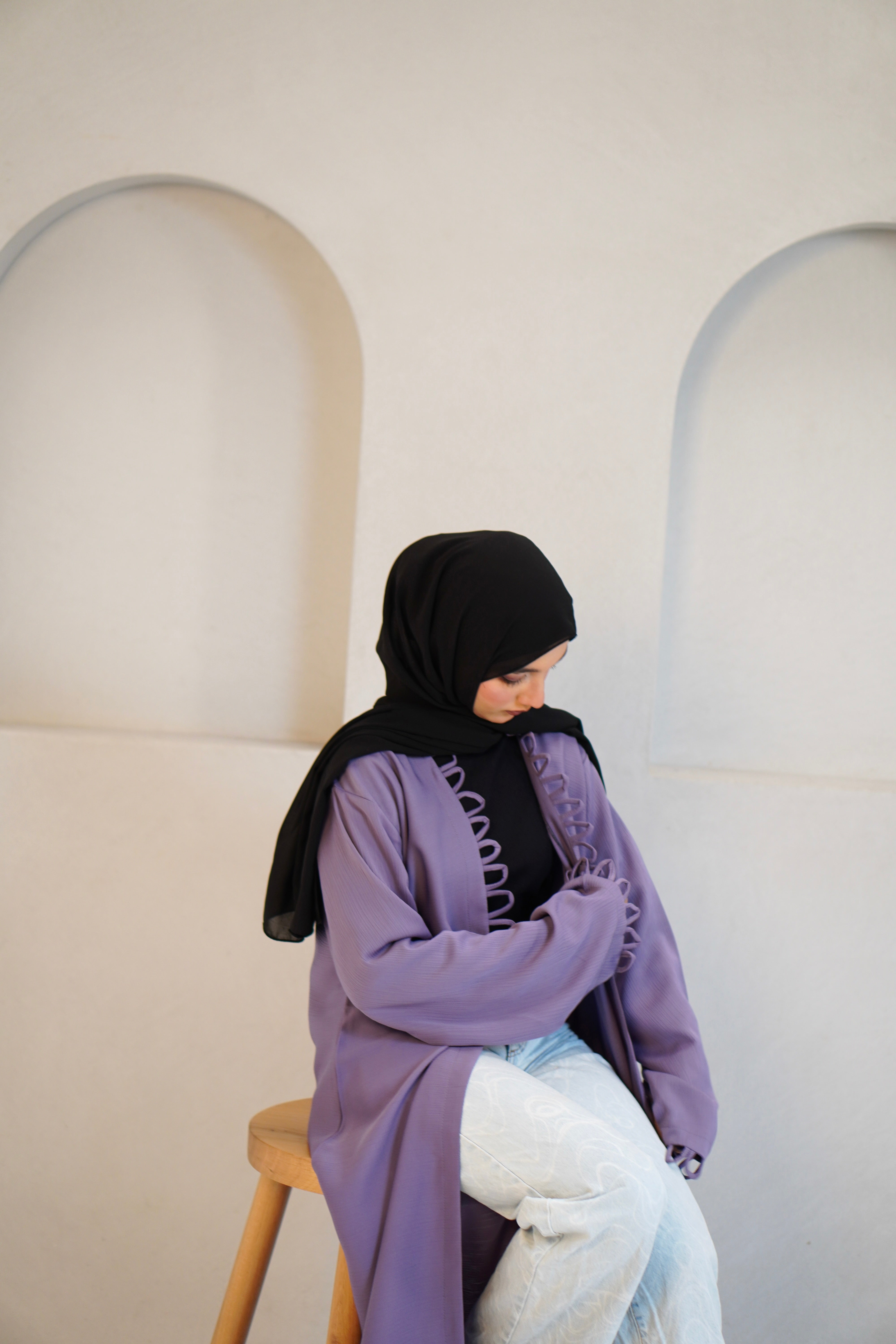 Tie Knot Shrug Abayah - Lavender