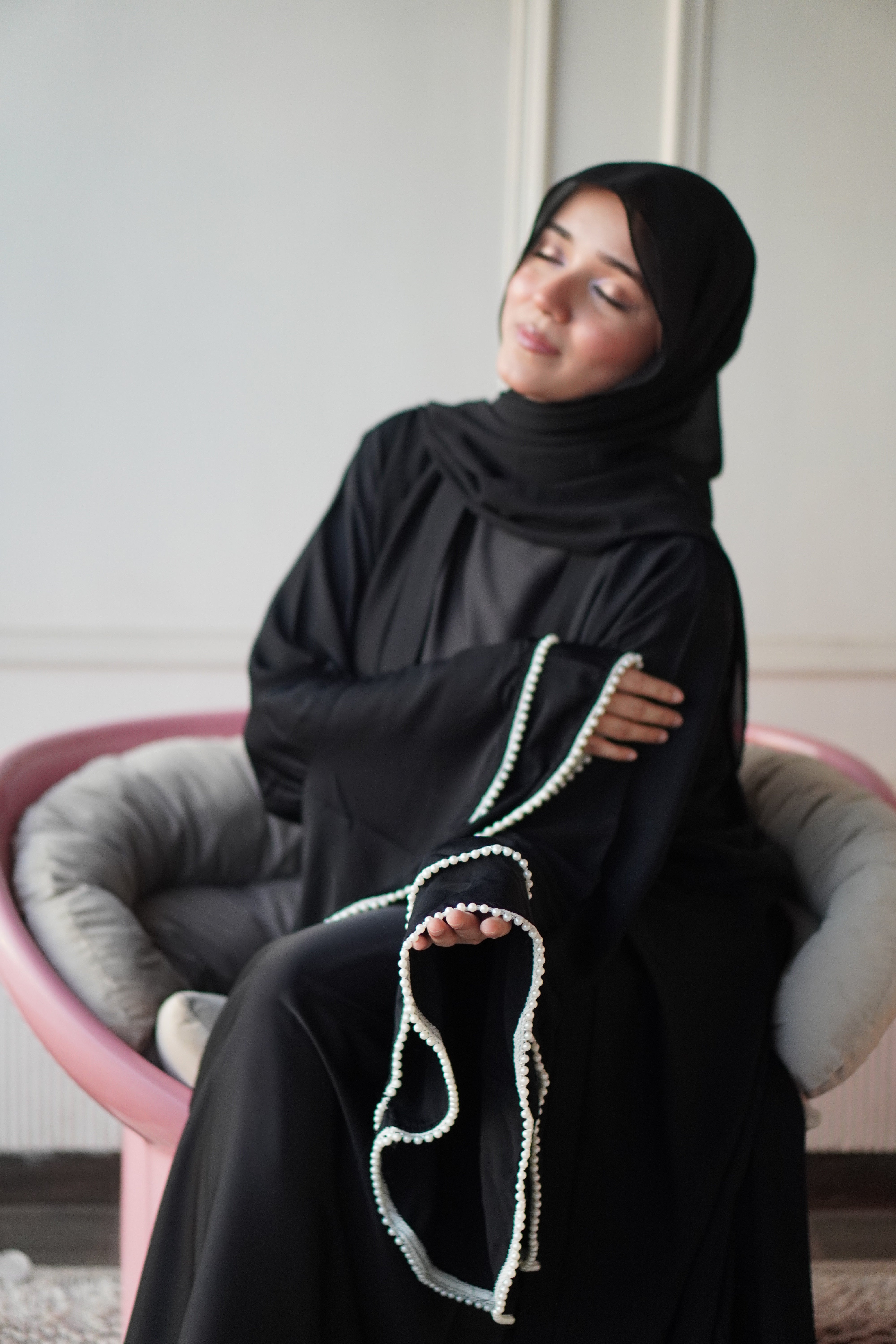 Bell Sleeves Pearl Abayah