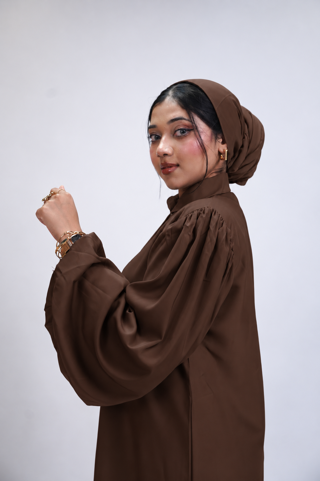 BALLOON SLEEVES ABAYAH - BROWN