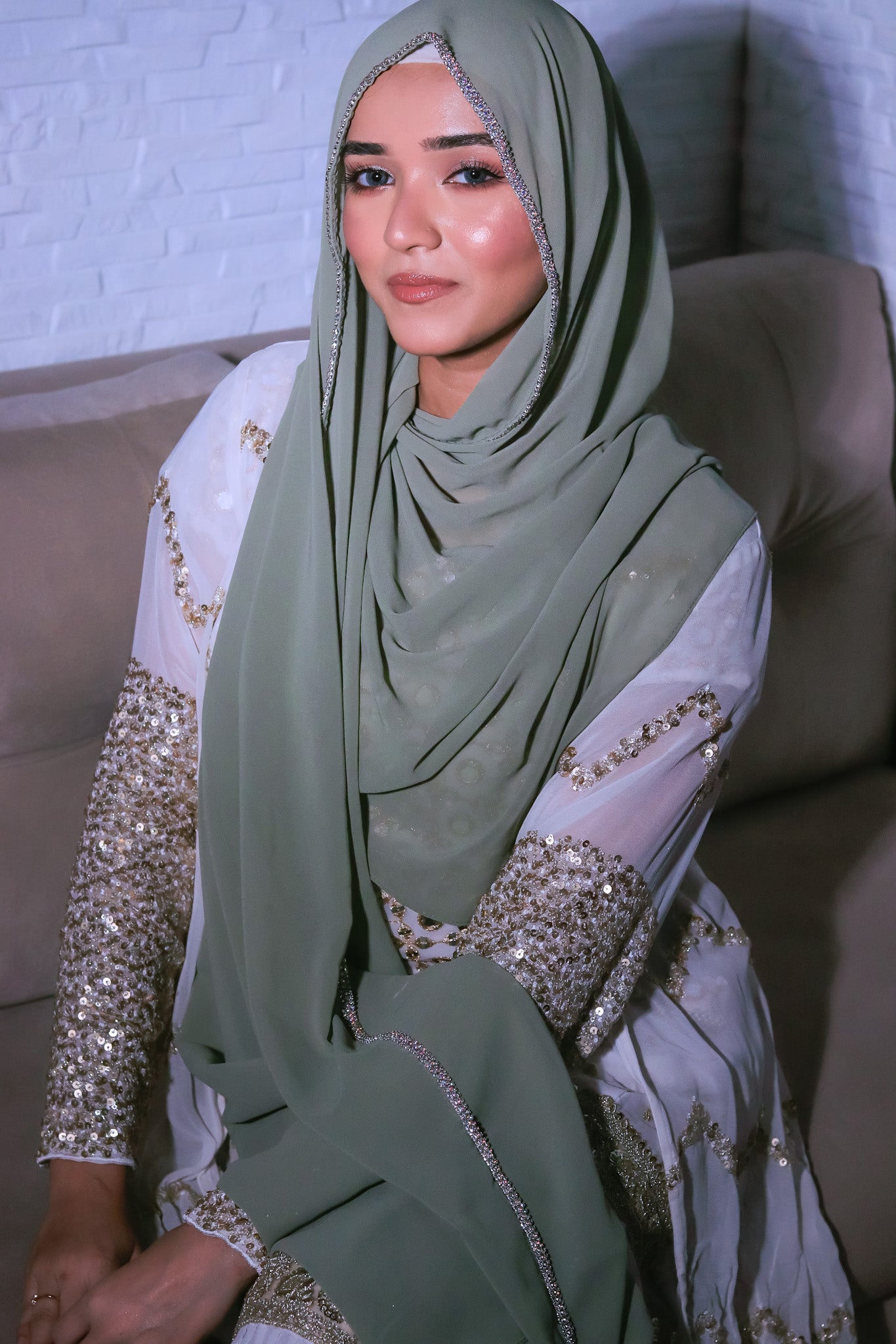 Crystal Hijab - Sage Green anahco Crystal Hijab - Sage Green anahco