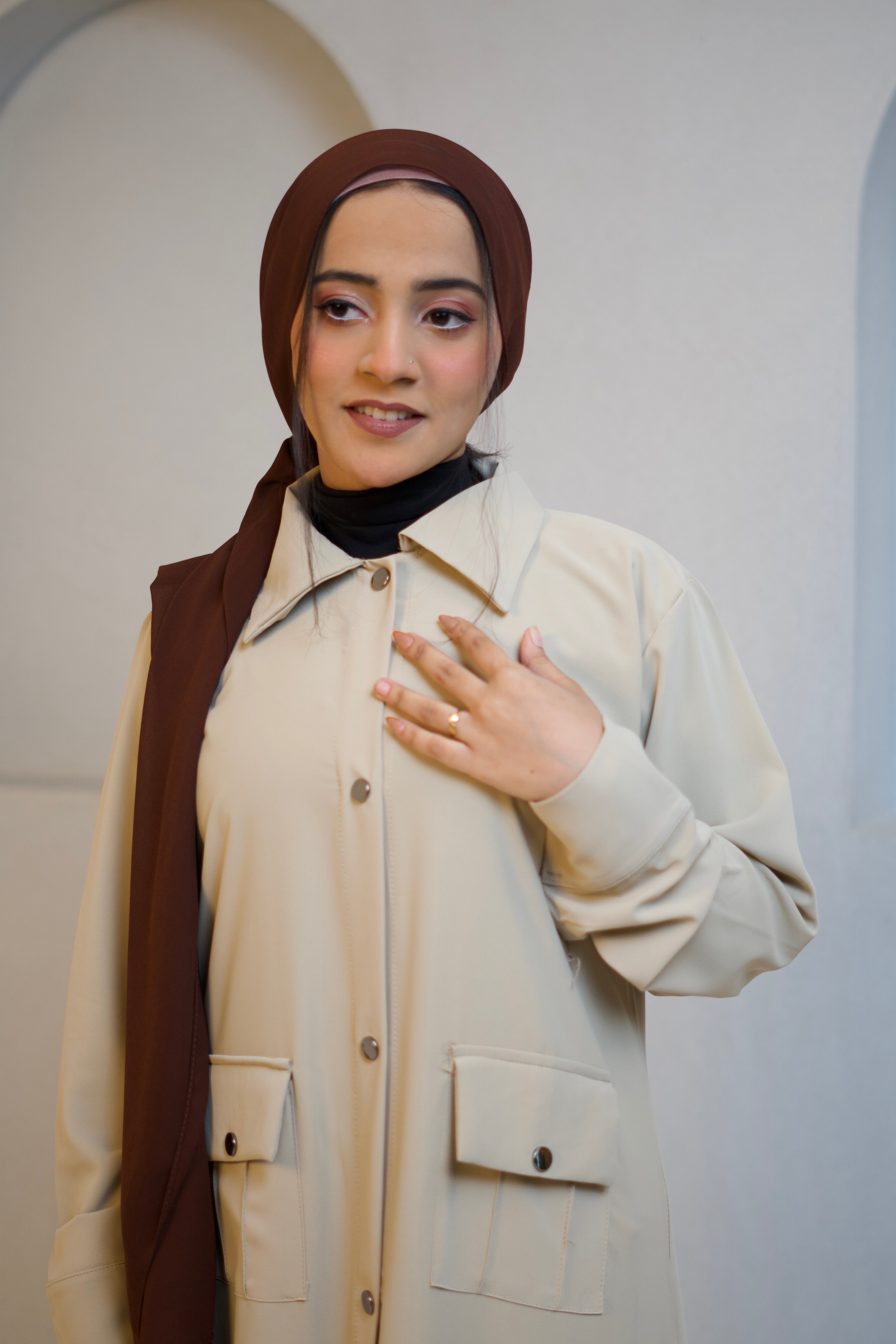 Modest Shirt Dress - Crème Beige