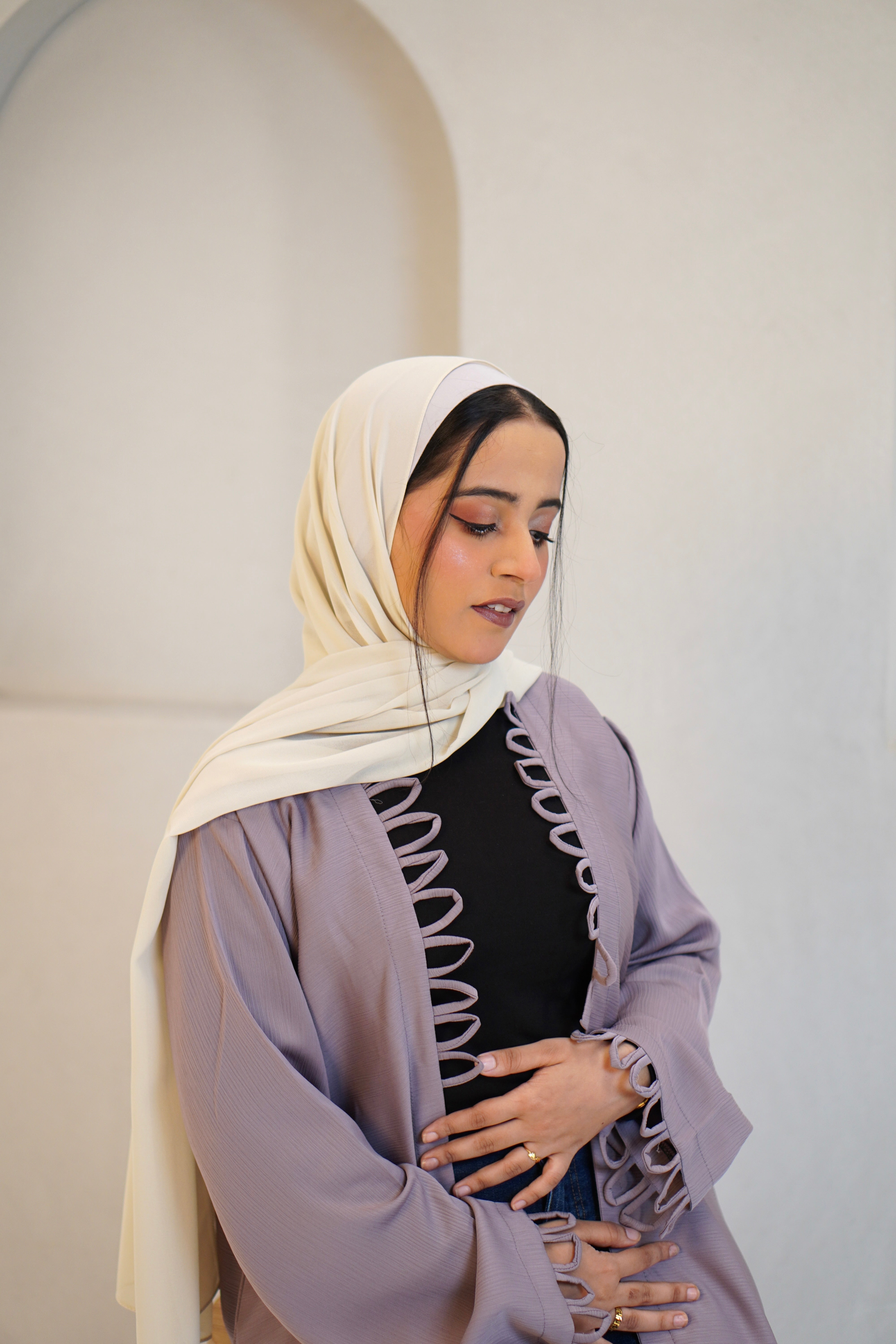 Tie Knot Shrug Abayah - Dusty Lilac
