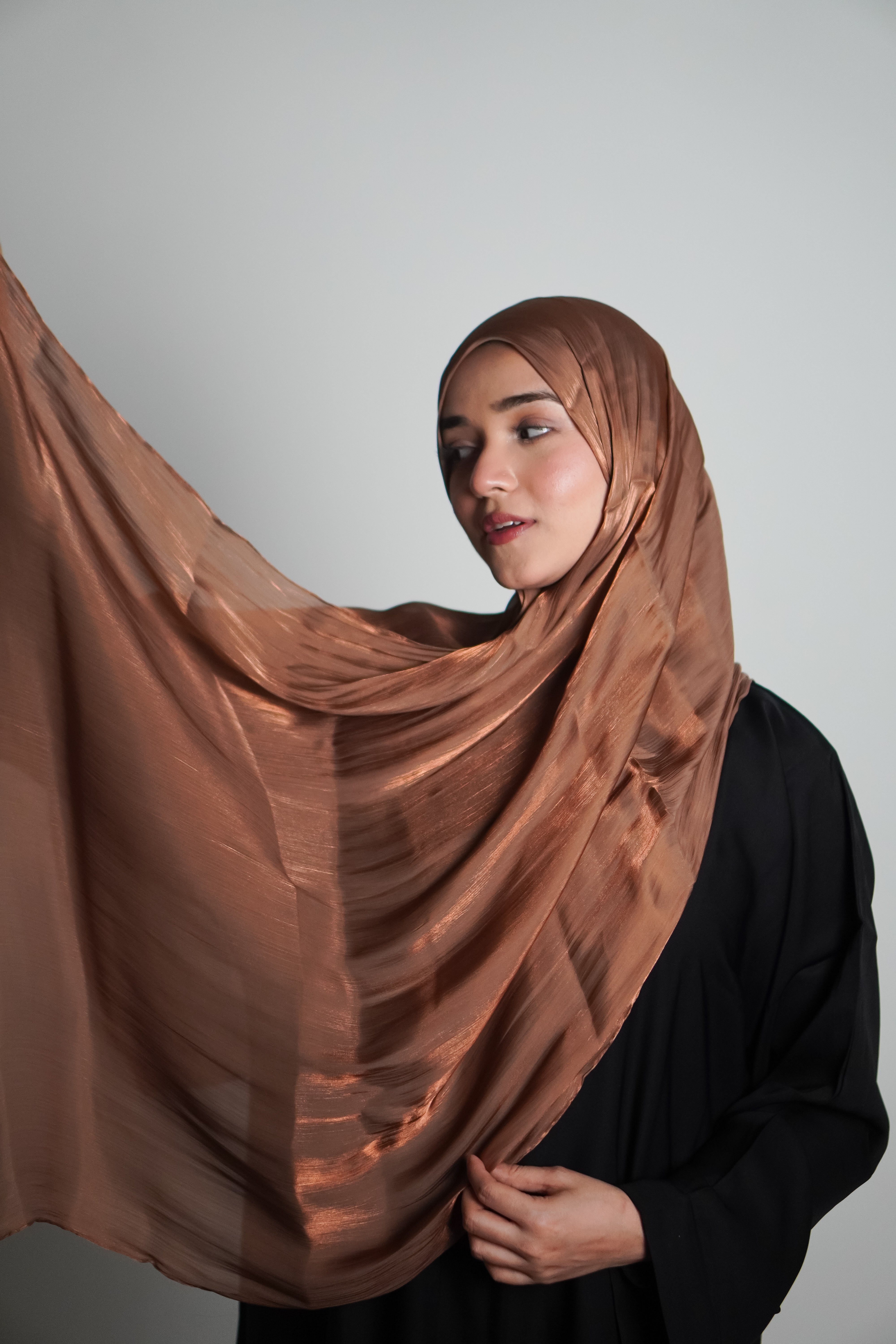 Premium Organza Hijab - Caramel Brown