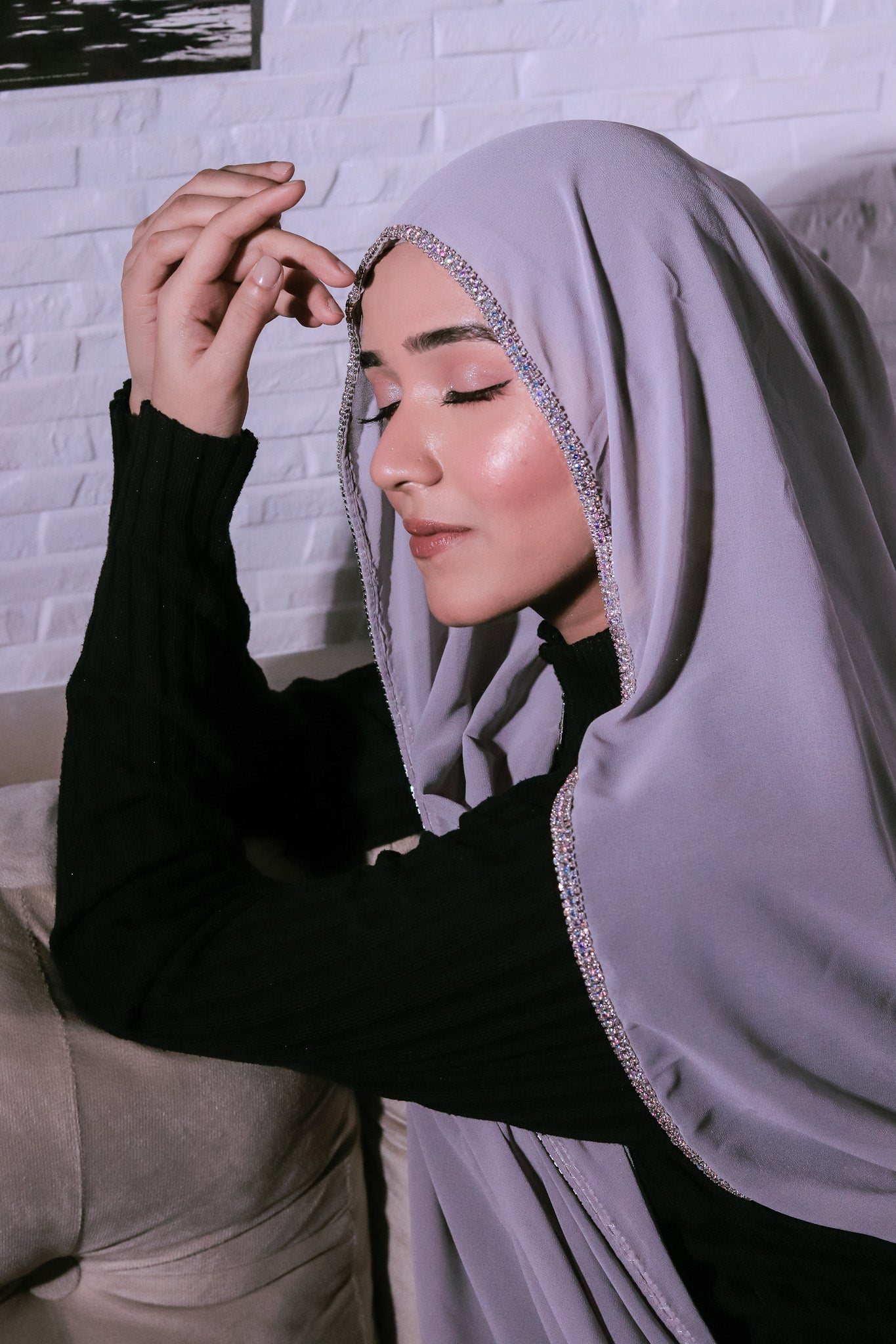Crystal Hijab - Sterling Grey
