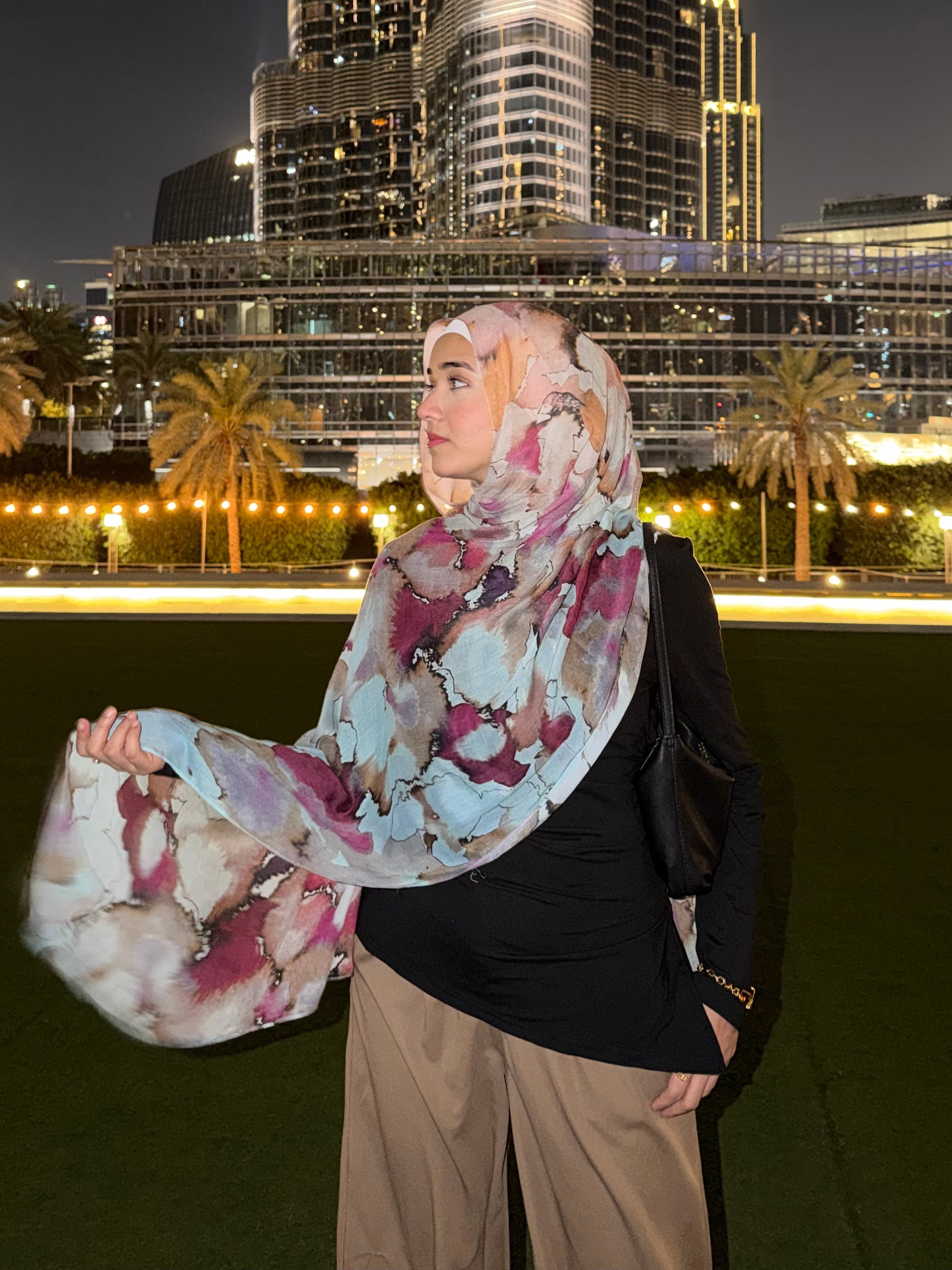 Watercolor Printed Modal Hijab