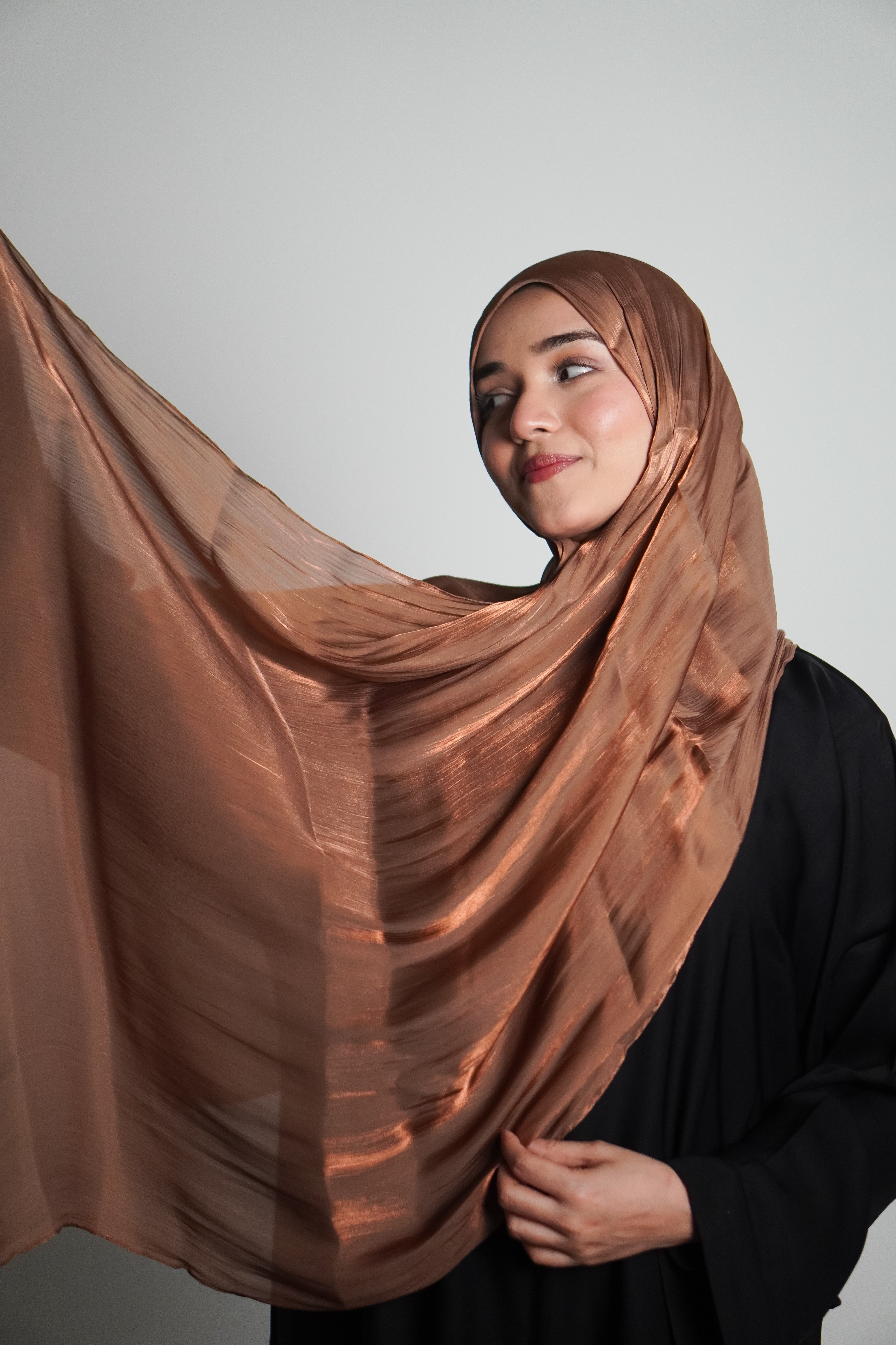 Premium Organza Hijab - Caramel Brown