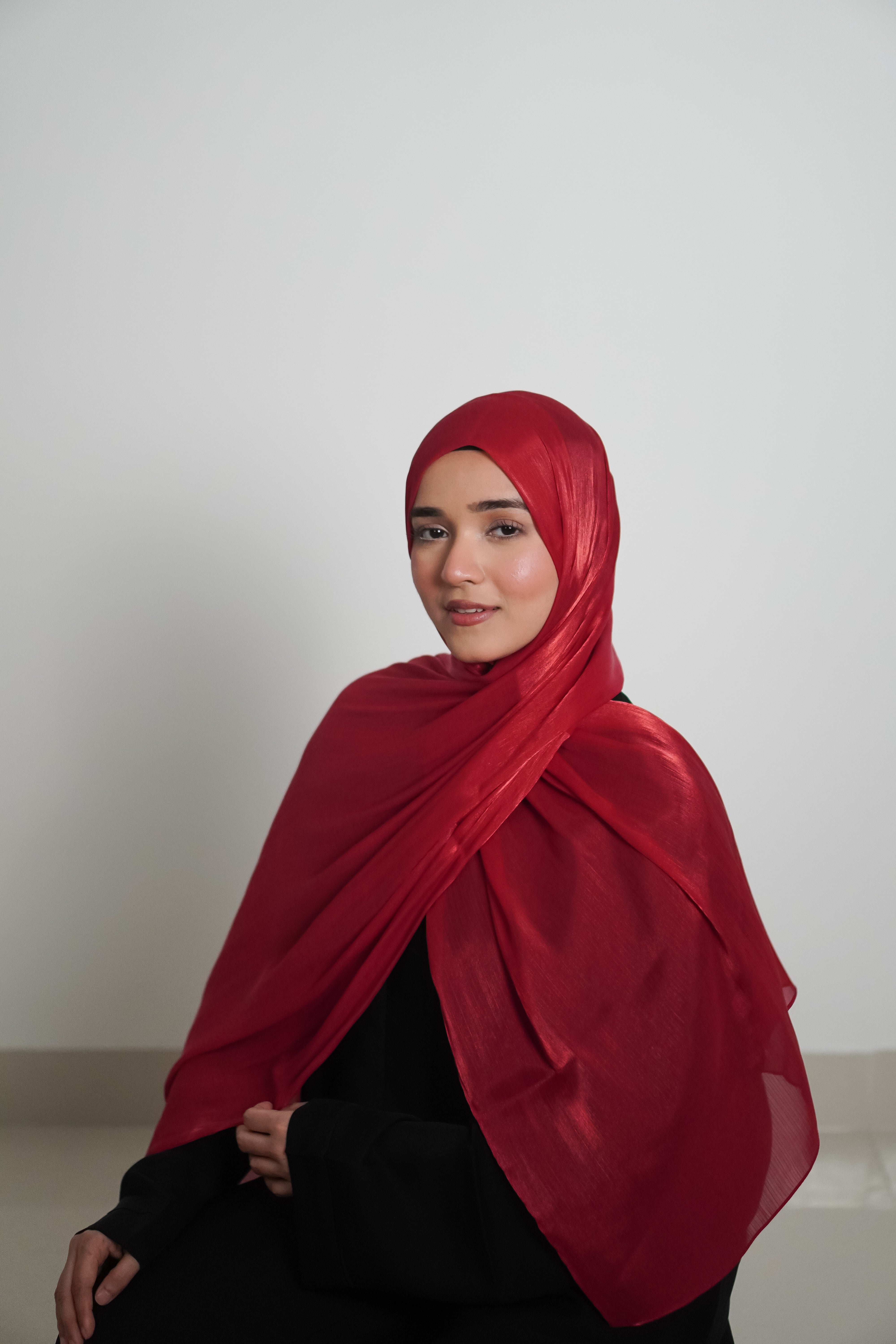 Premium Organza Hijab - Cherry Red