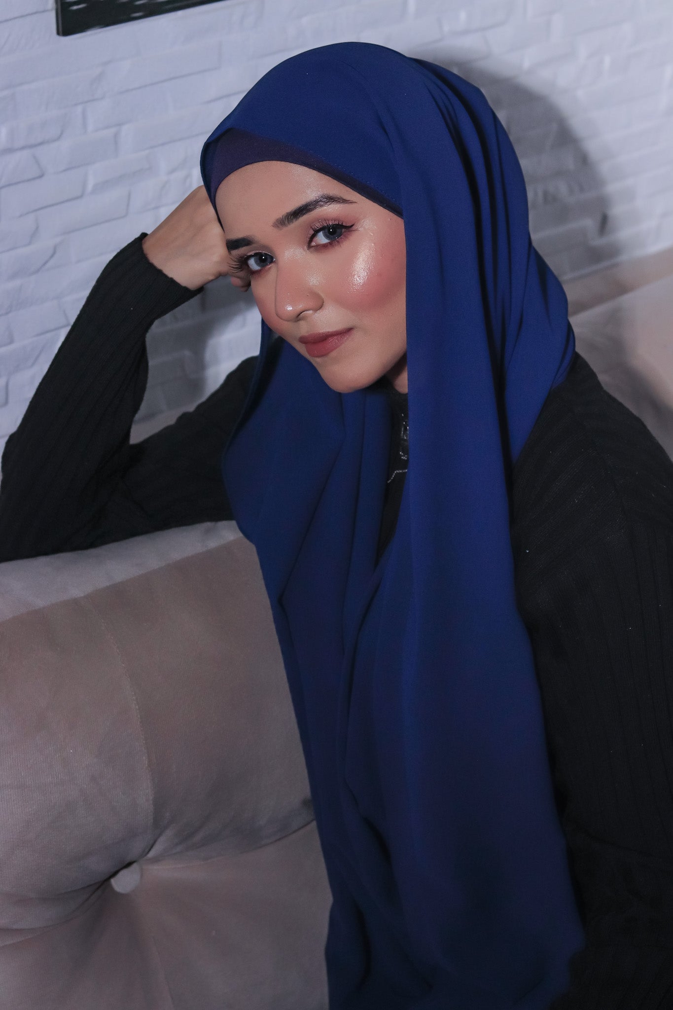Matching Hijab Set - Navy Blue
