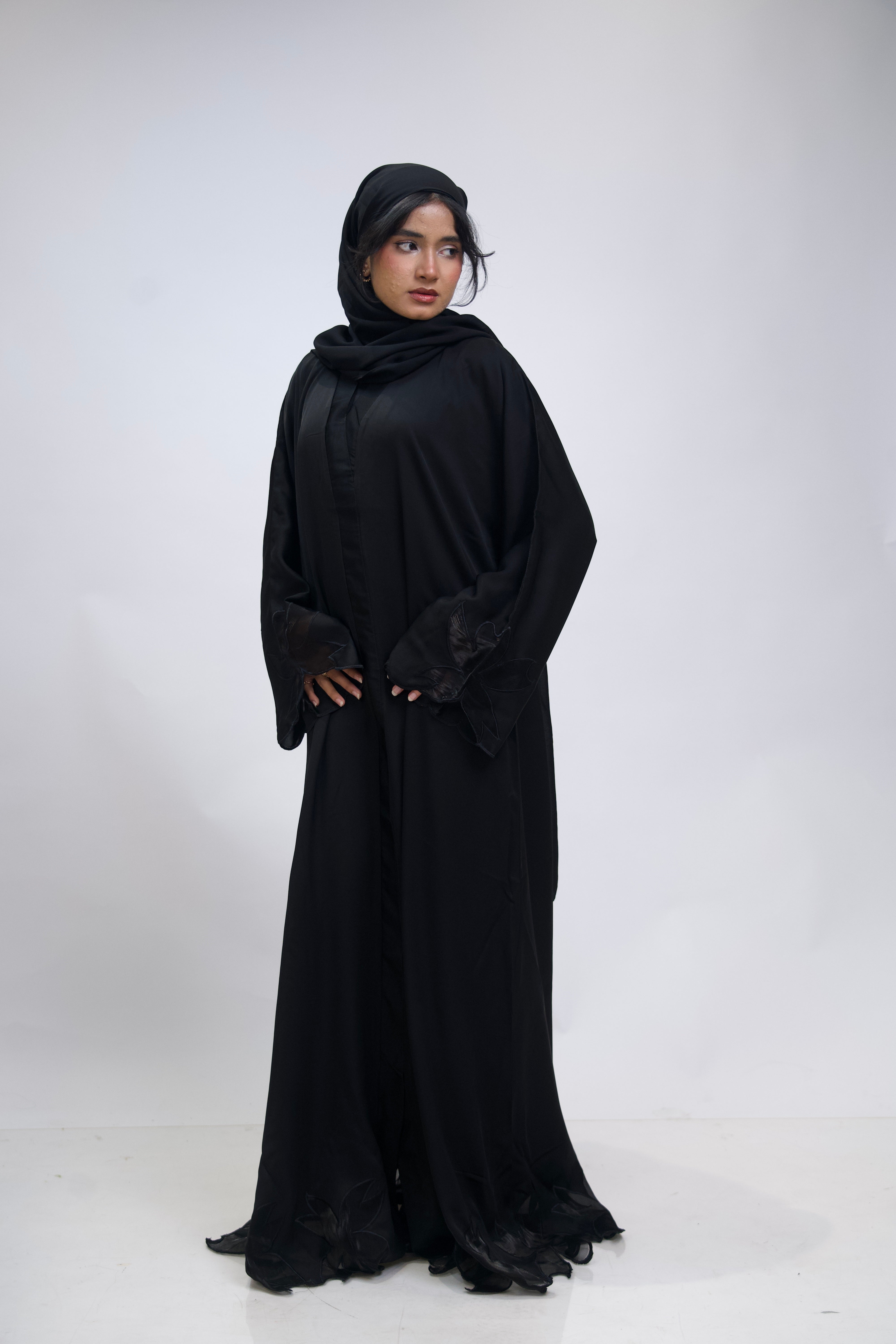 Black Cut Work Abayah