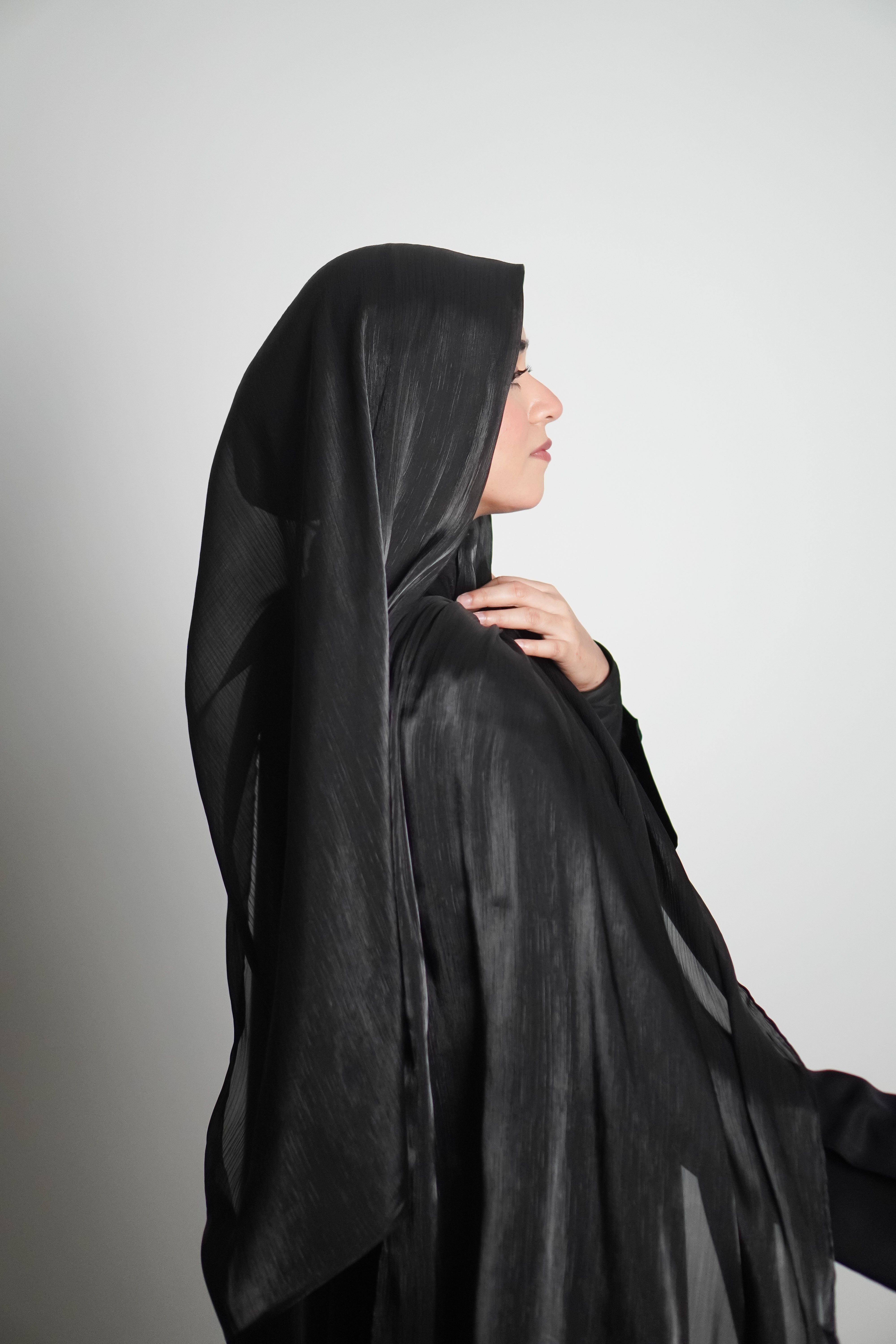 Premium Organza Hijab - Midnight Black