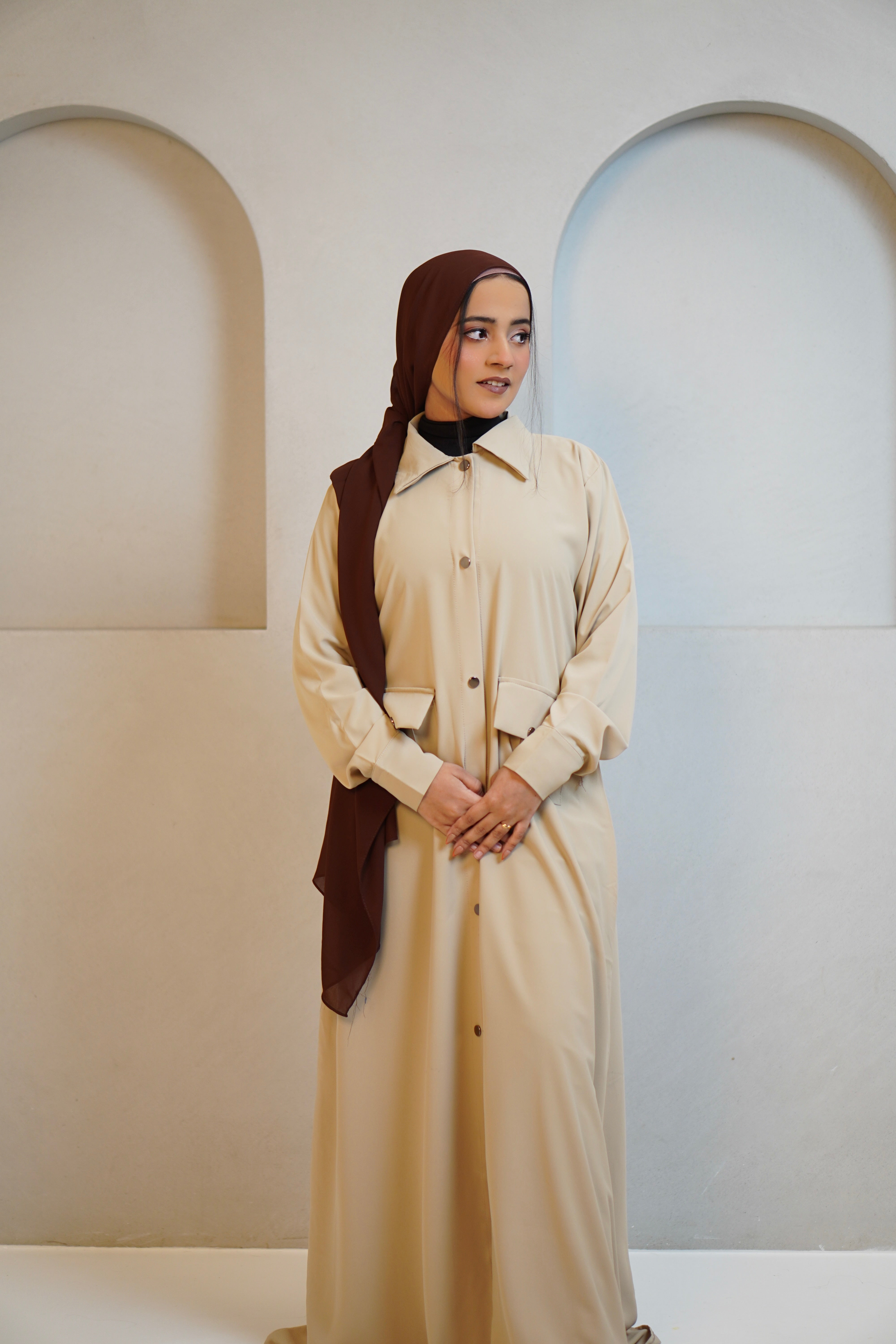 Modest Shirt Dress - Crème Beige