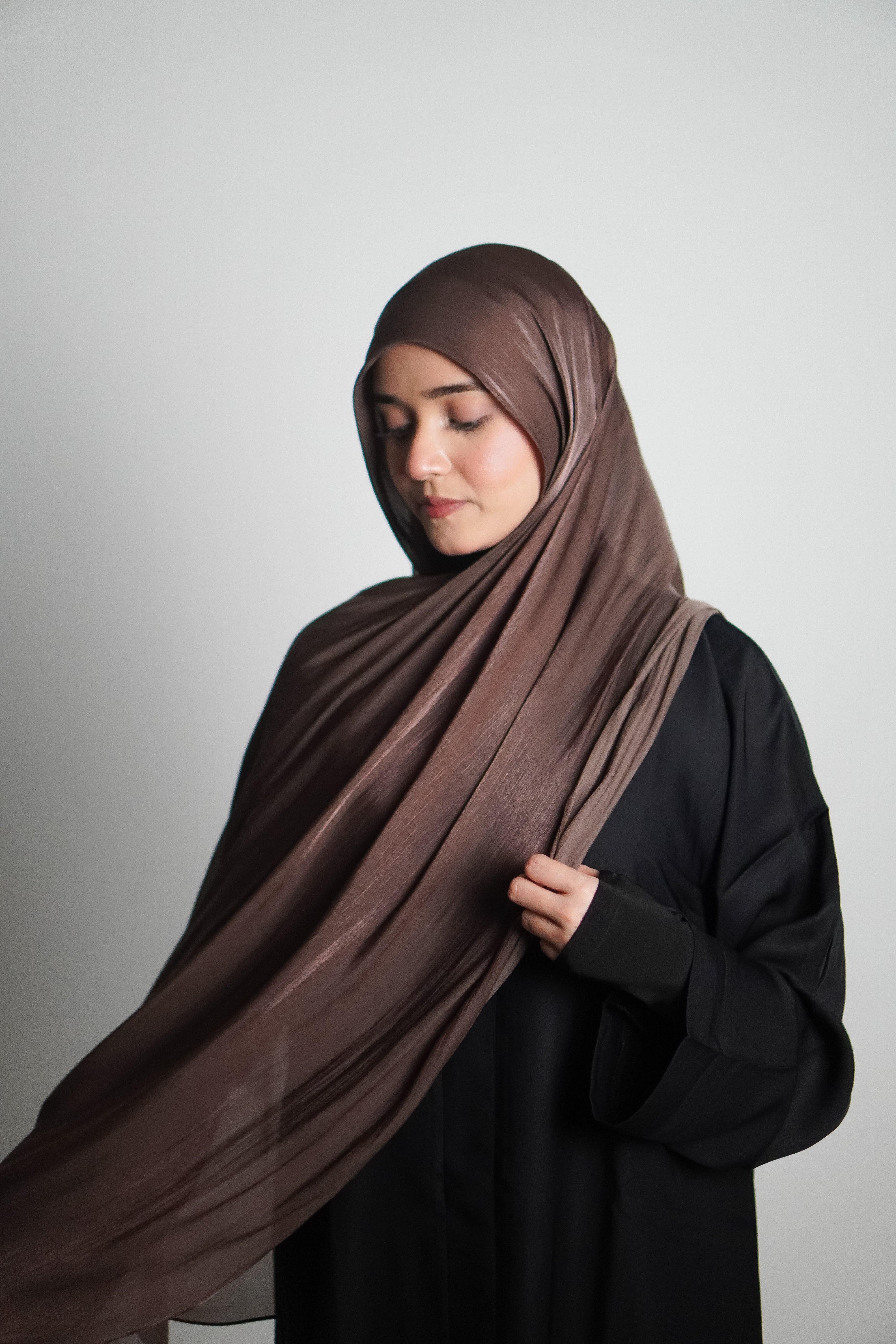 Premium Organza Hijab - Cocoa Brown