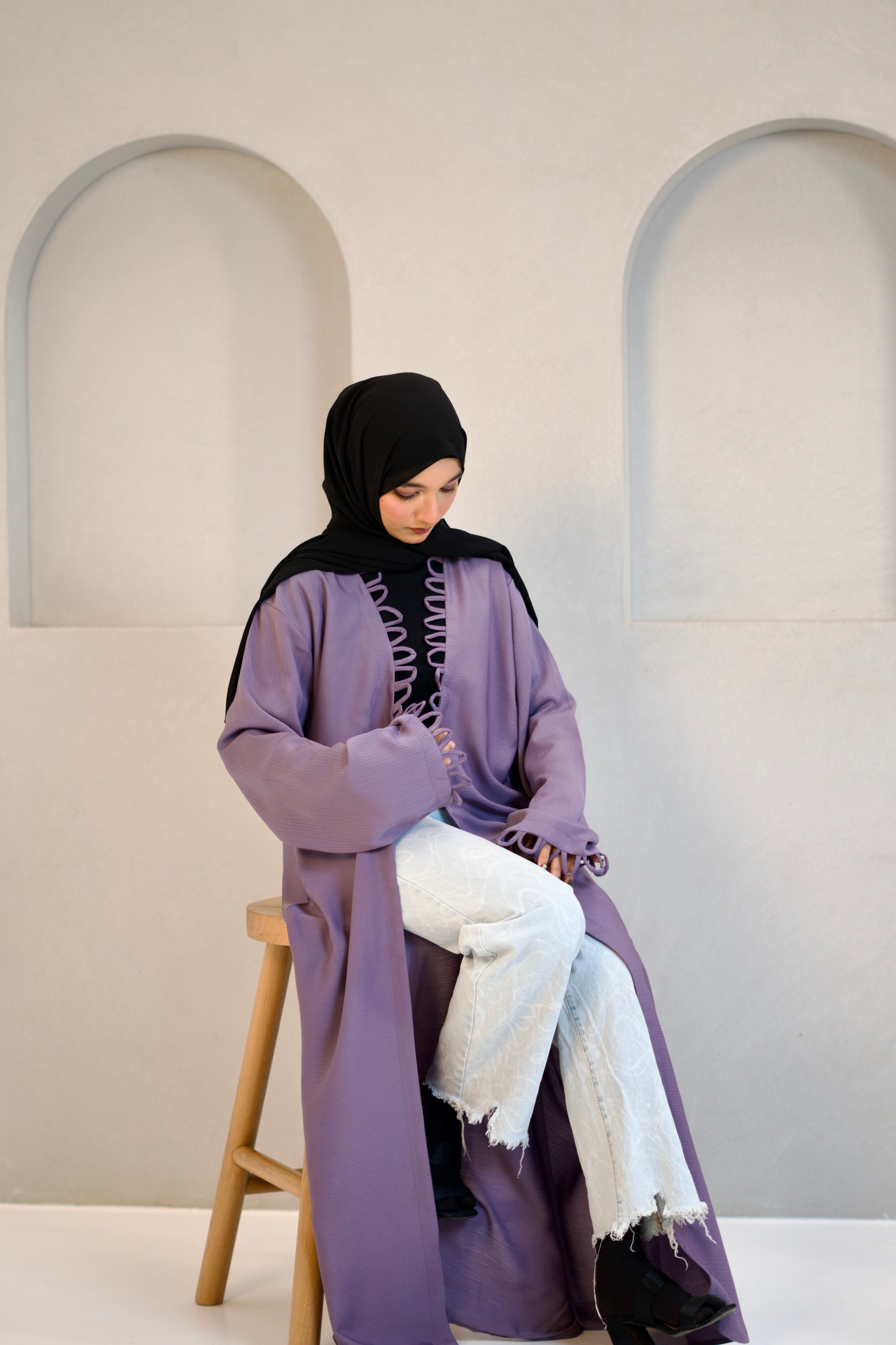 Tie Knot Shrug Abayah - Lavender