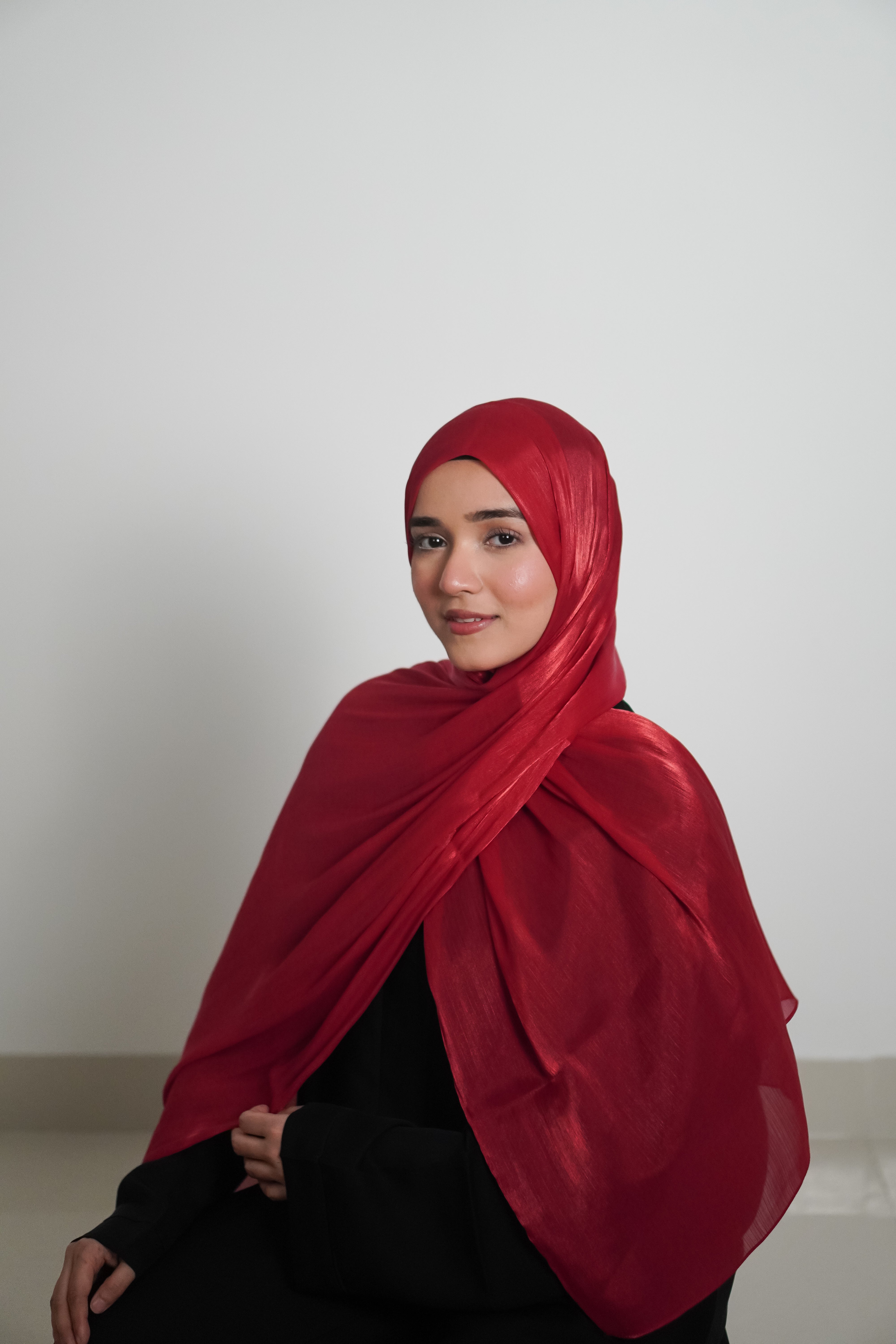 Premium Organza Hijab - Cherry Red