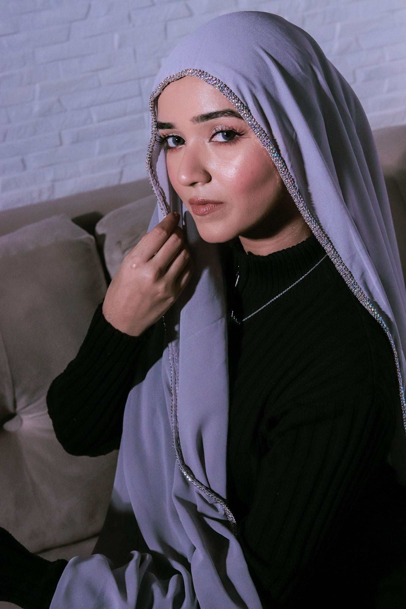 Crystal Hijab - Sterling Grey