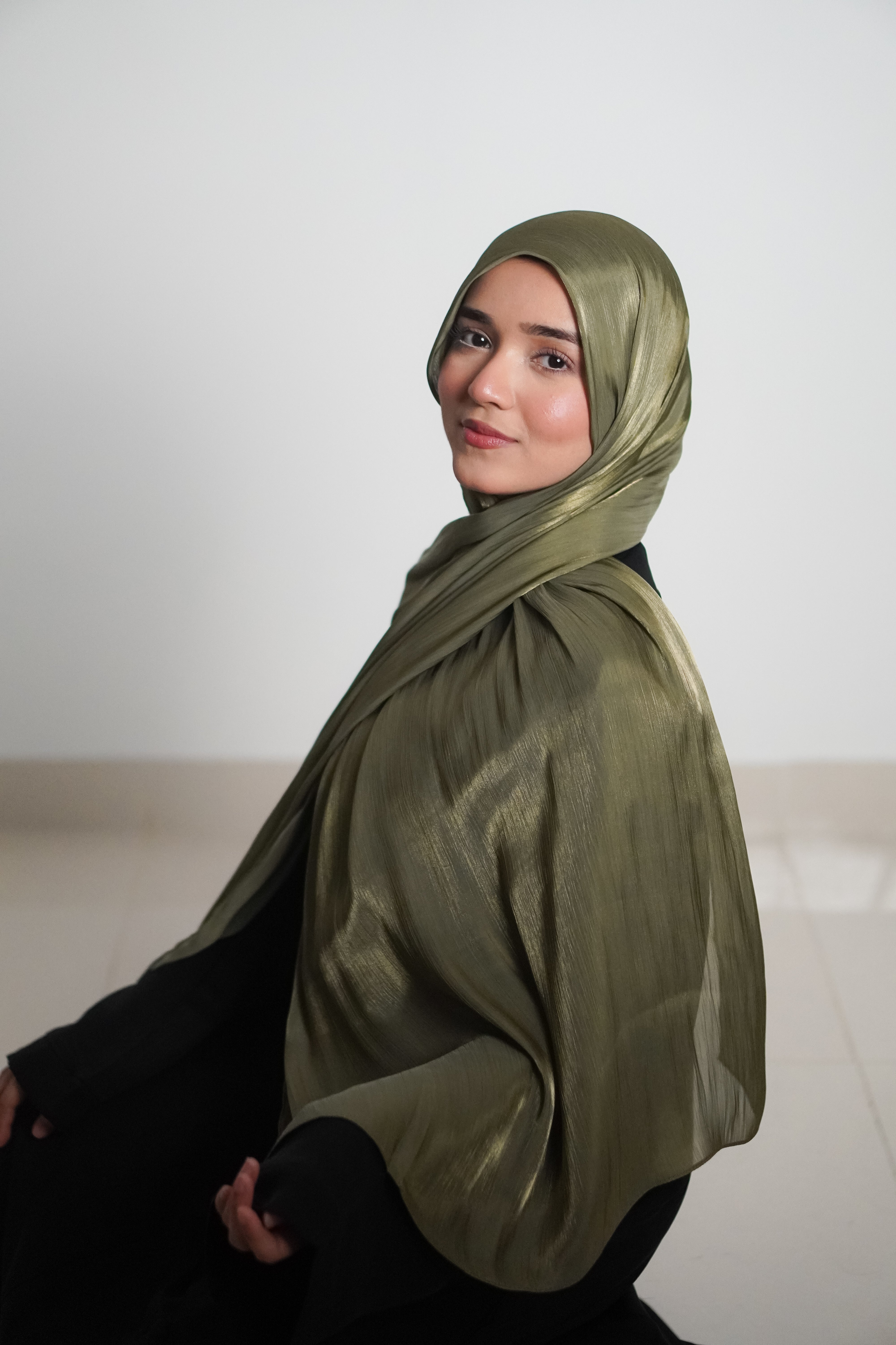 Premium Organza Hijab - Olive Green