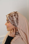 EMBROIDERED HIJAB - Brown