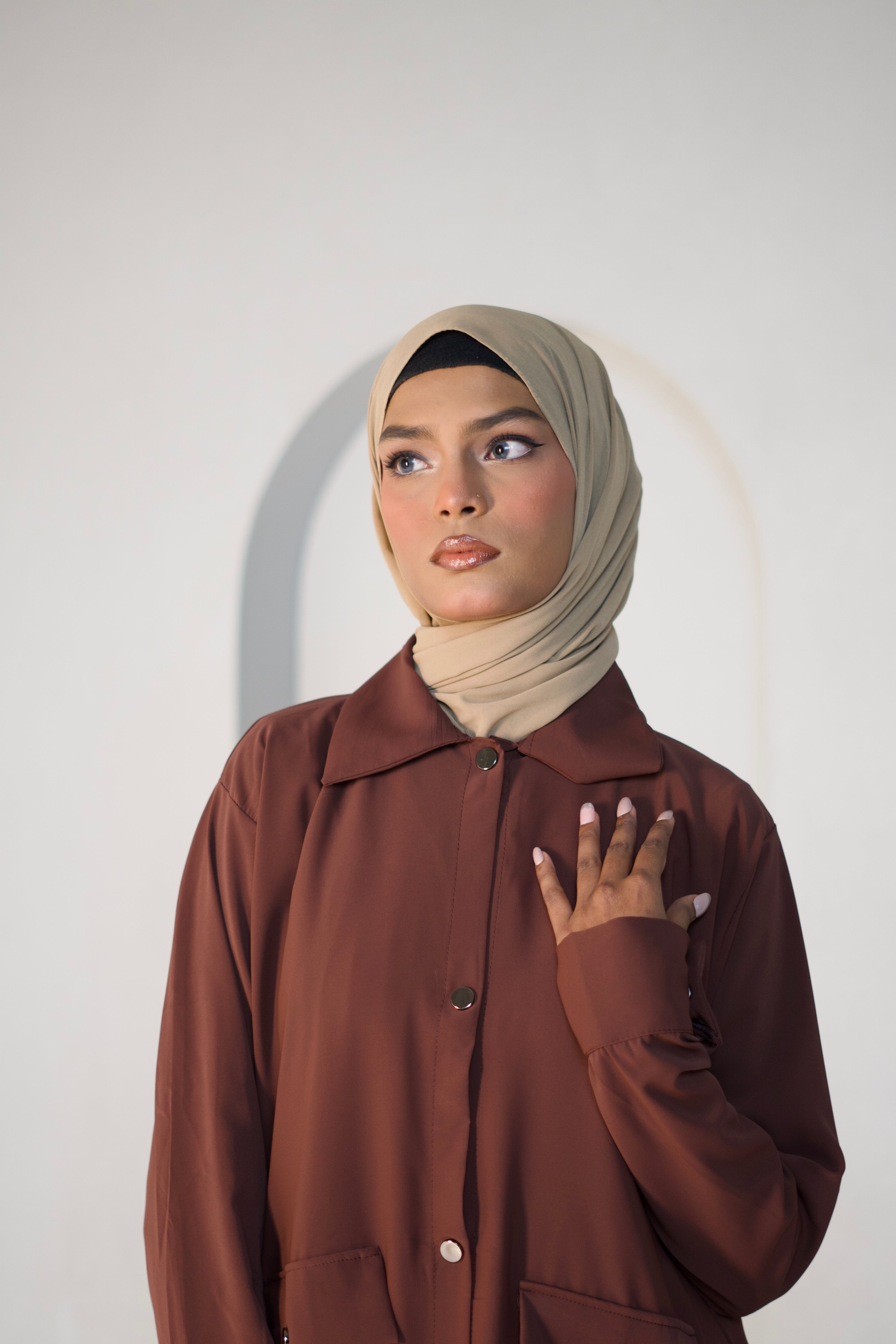 Modest Shirt Dress - Rustic Brown