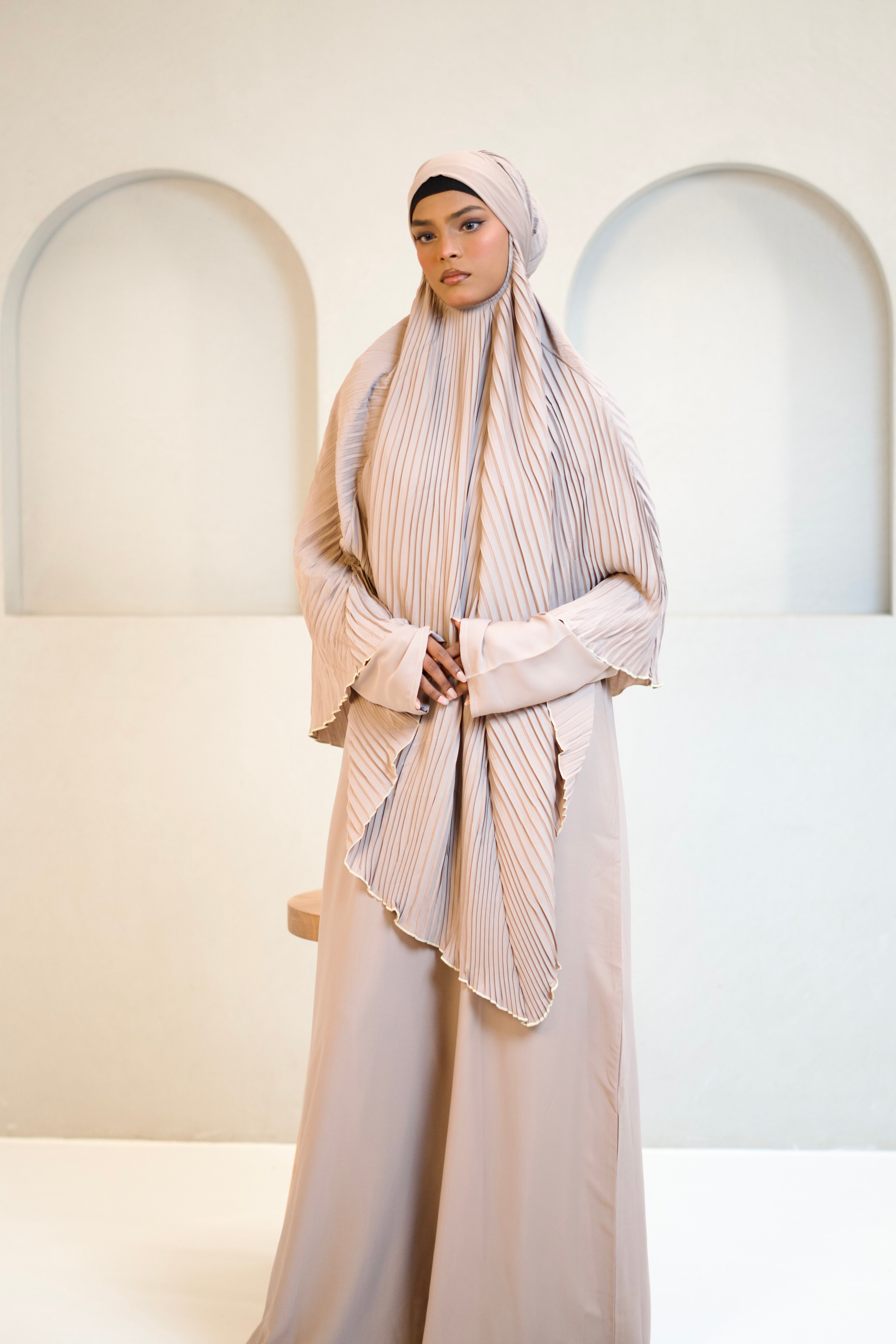 PLEATED KHIMAR SET